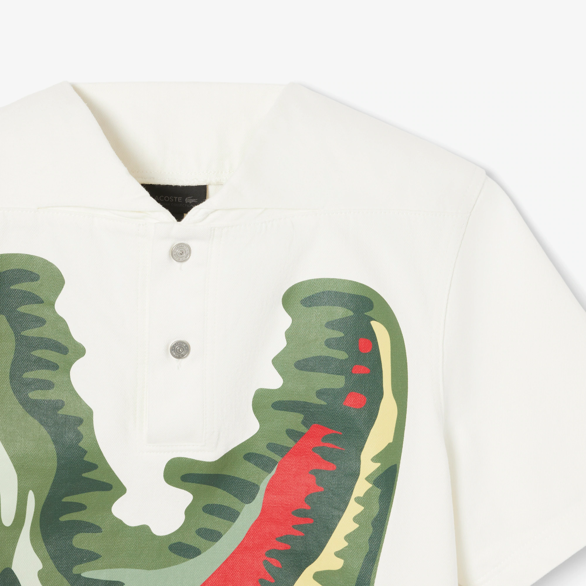 Men's Runway Print Oversized Denim Polo