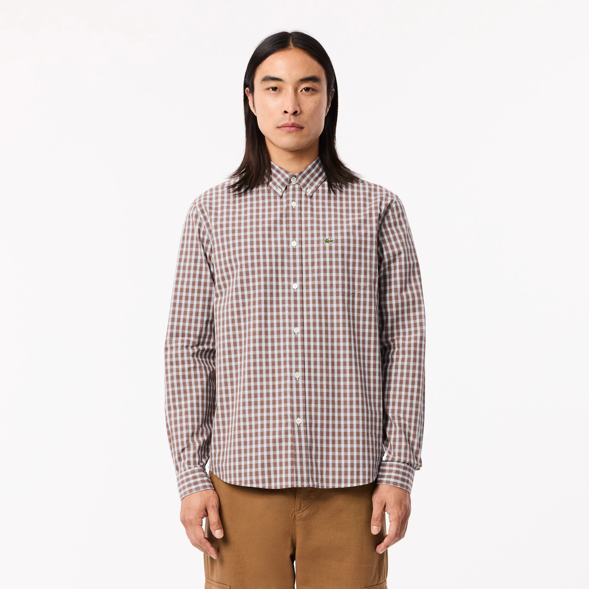 Men's Regular Fit Plaid Poplin Shirt