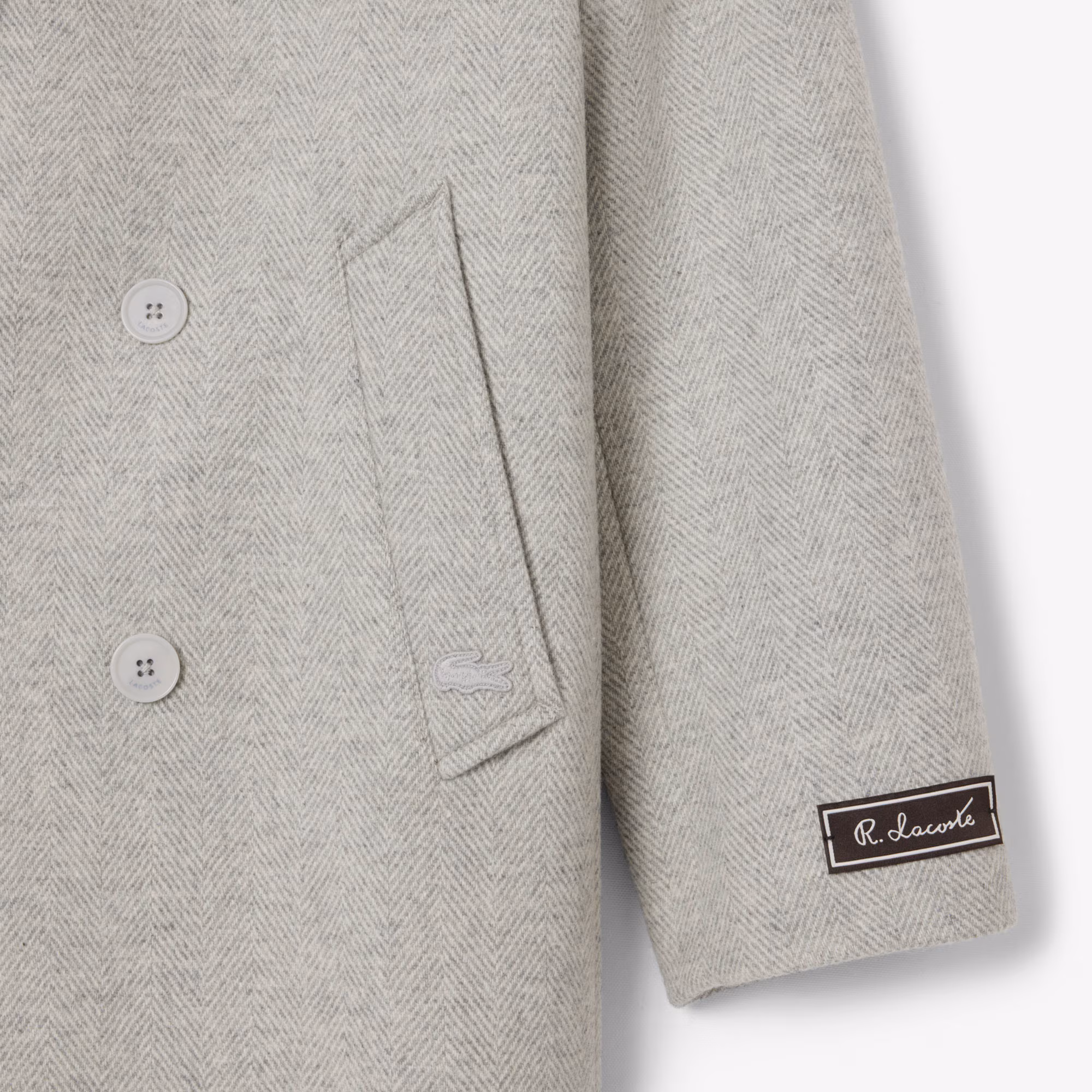 Men's Double-Breasted Chevron Wool Coat