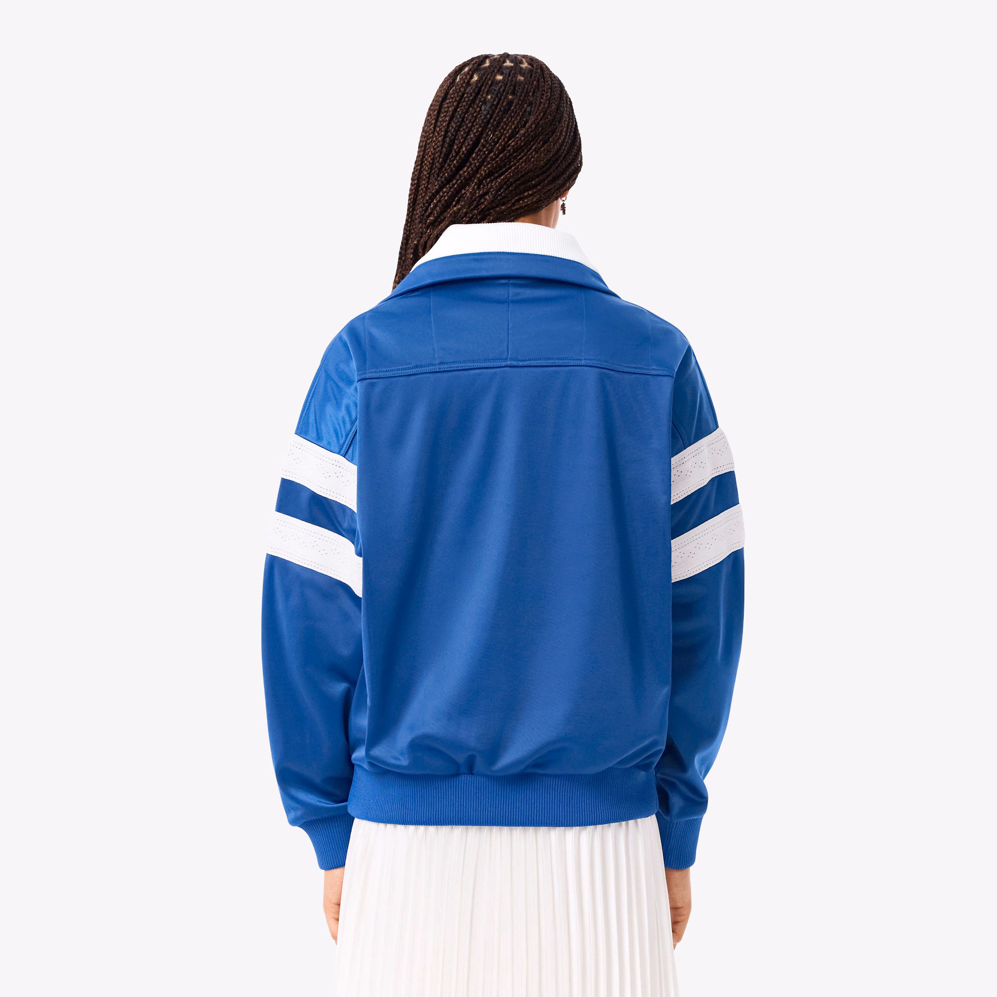 Women's Oversized Pointelle Stripe Satin Sweatshirt