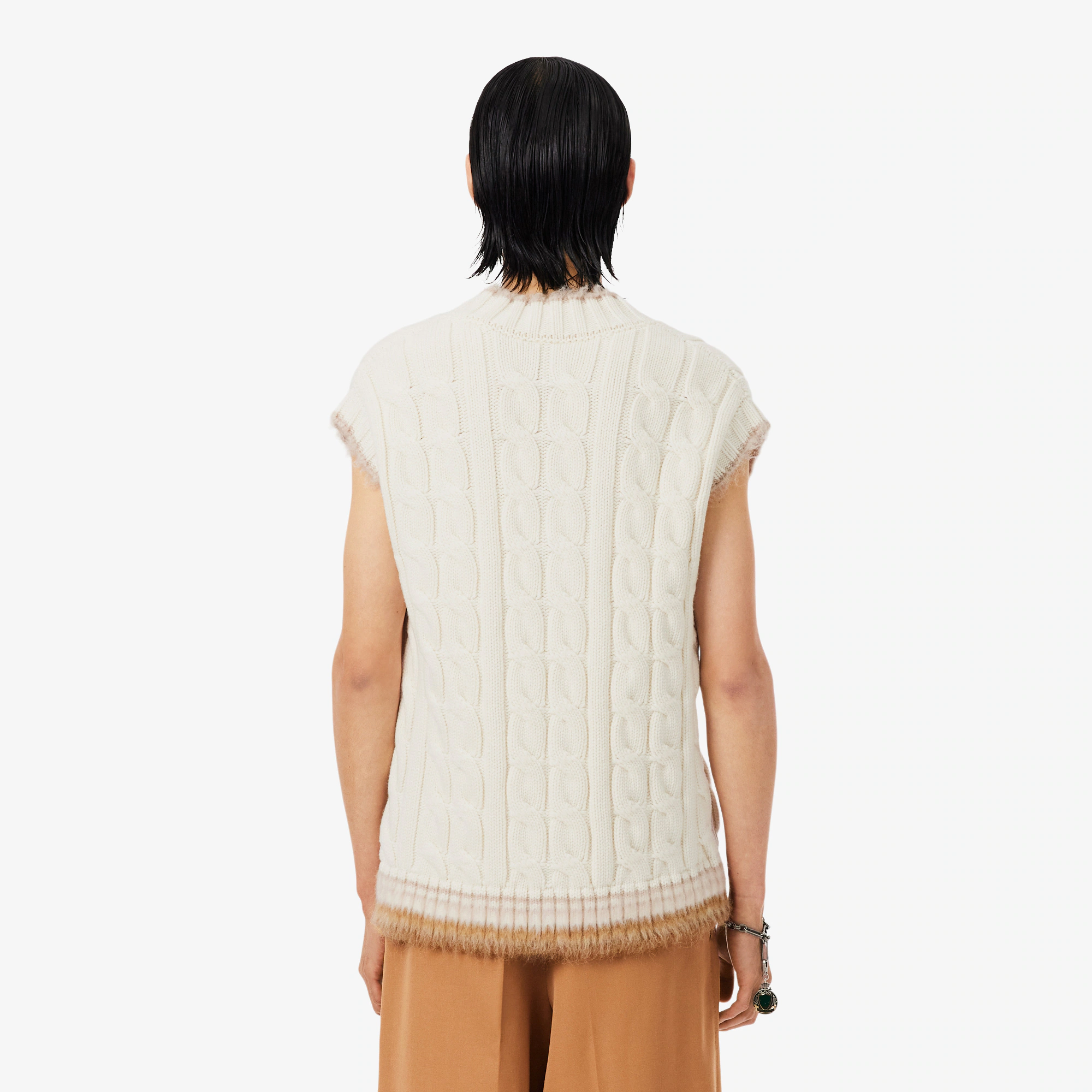 Runway Cable Knit Wool Sweater Vest