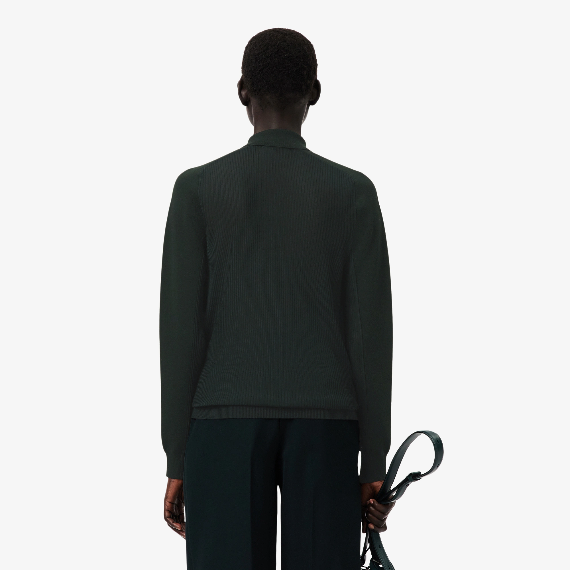 Runway Wool Blend Polo Collar Sweater