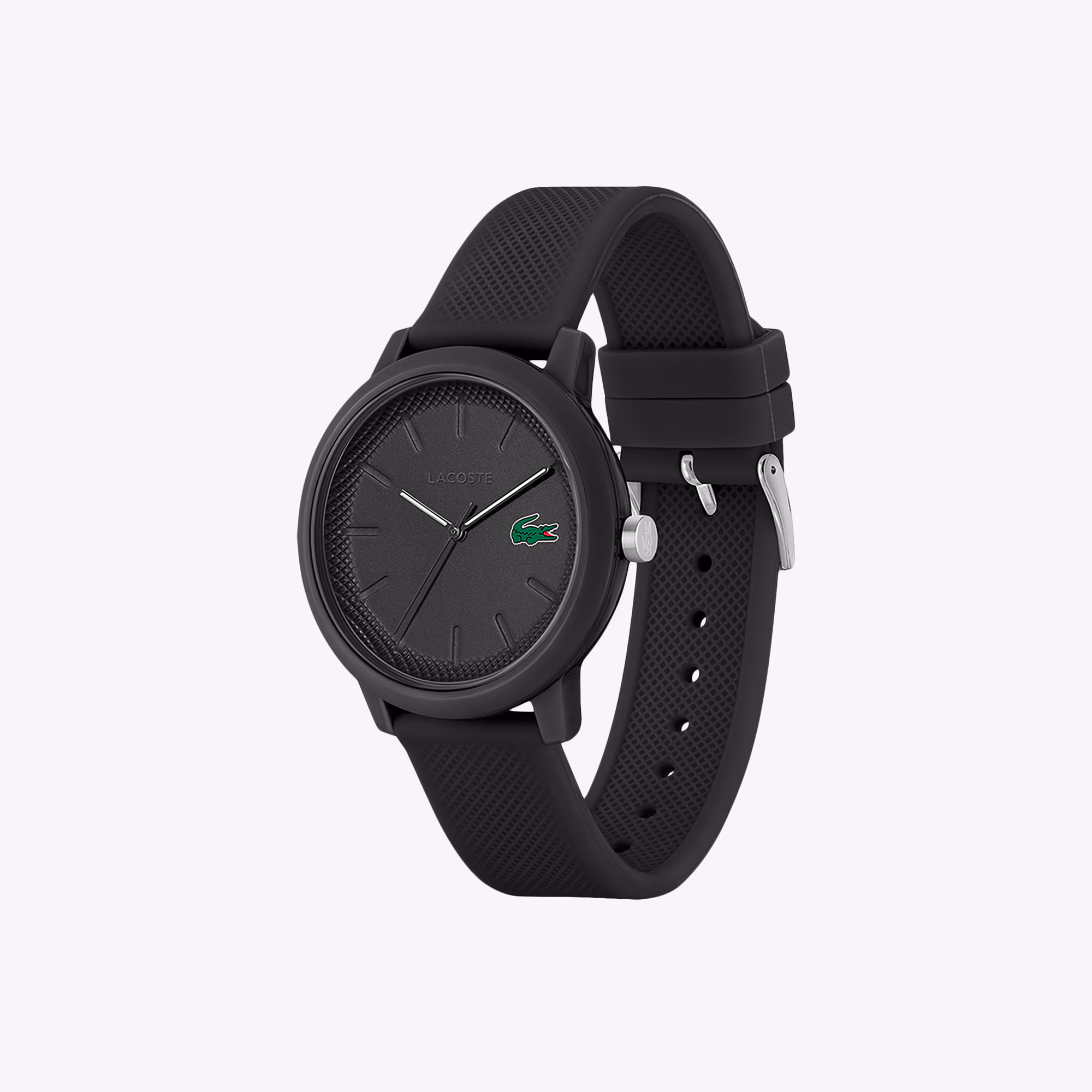 Men’s Lacoste.12.12 Black Silicone Strap Watch