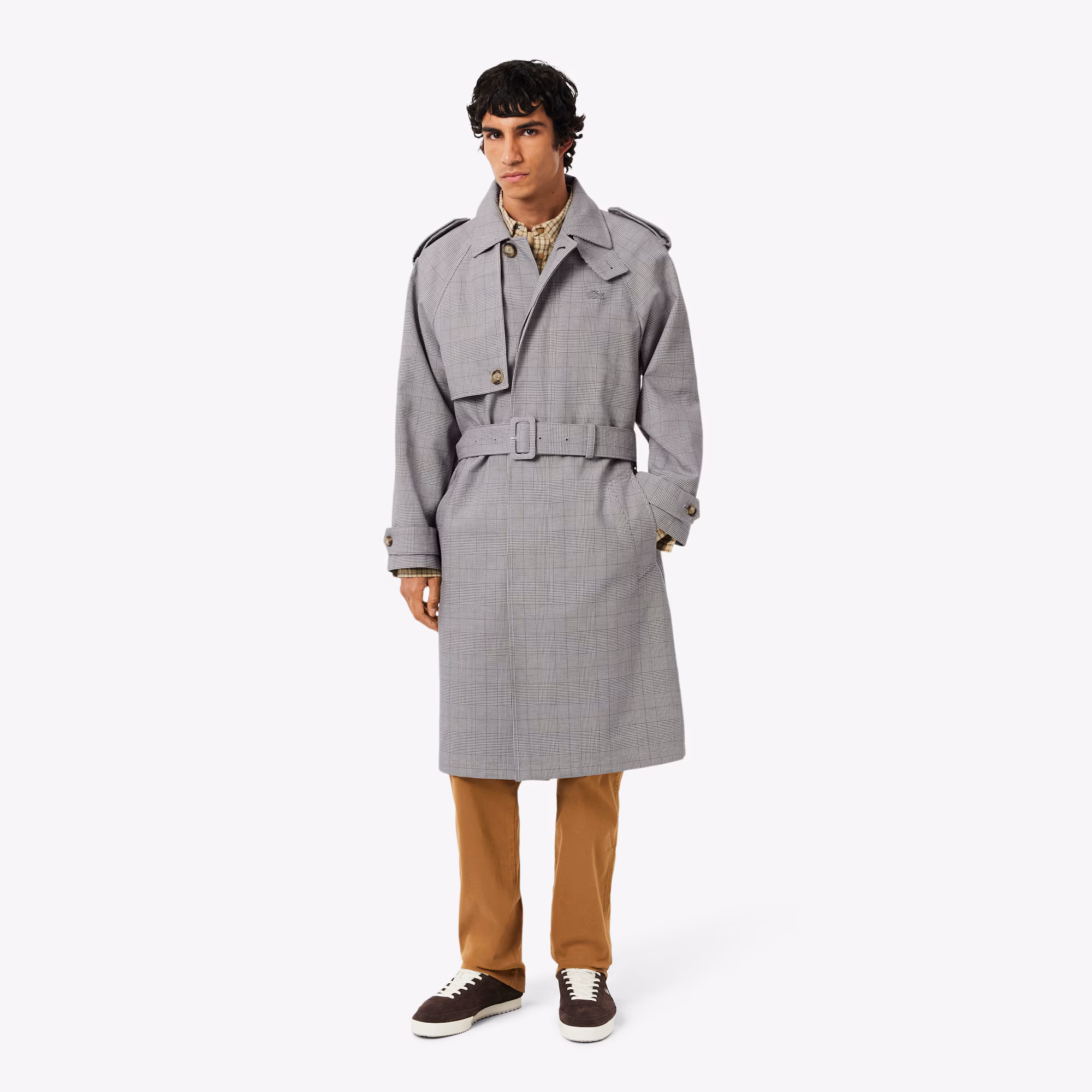 Men's Water-Repellent Plaid Trench Coat