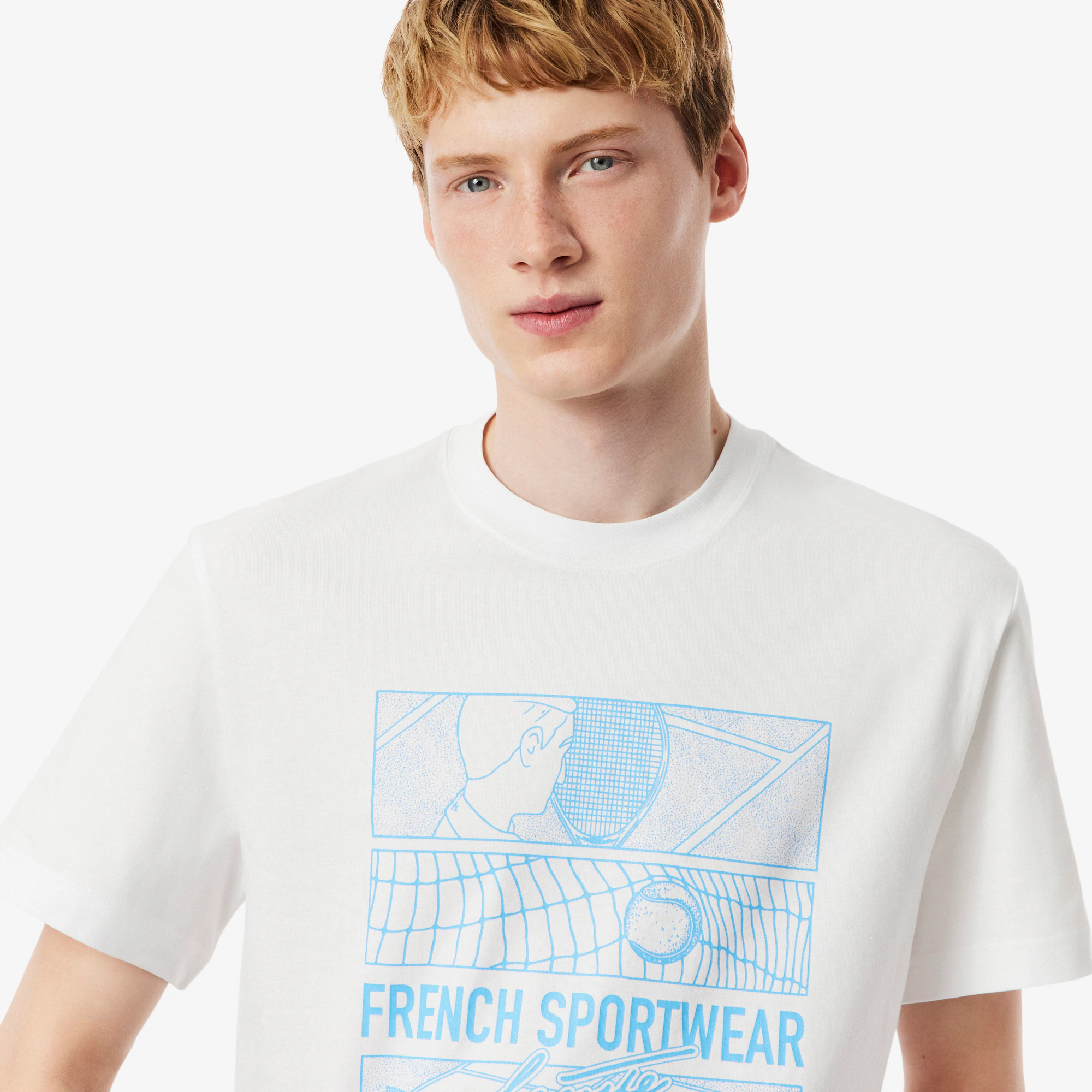 Men's Tennis Court Print Cotton T-Shirt