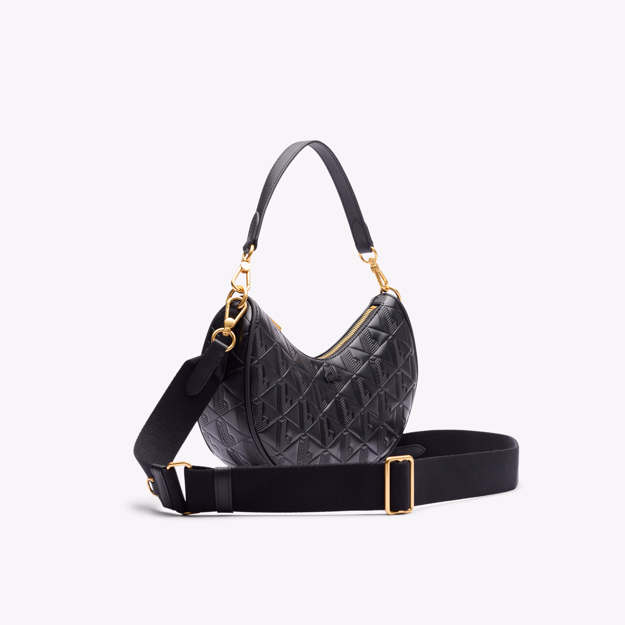 Maheki Embossed Leather Half Moon Bag