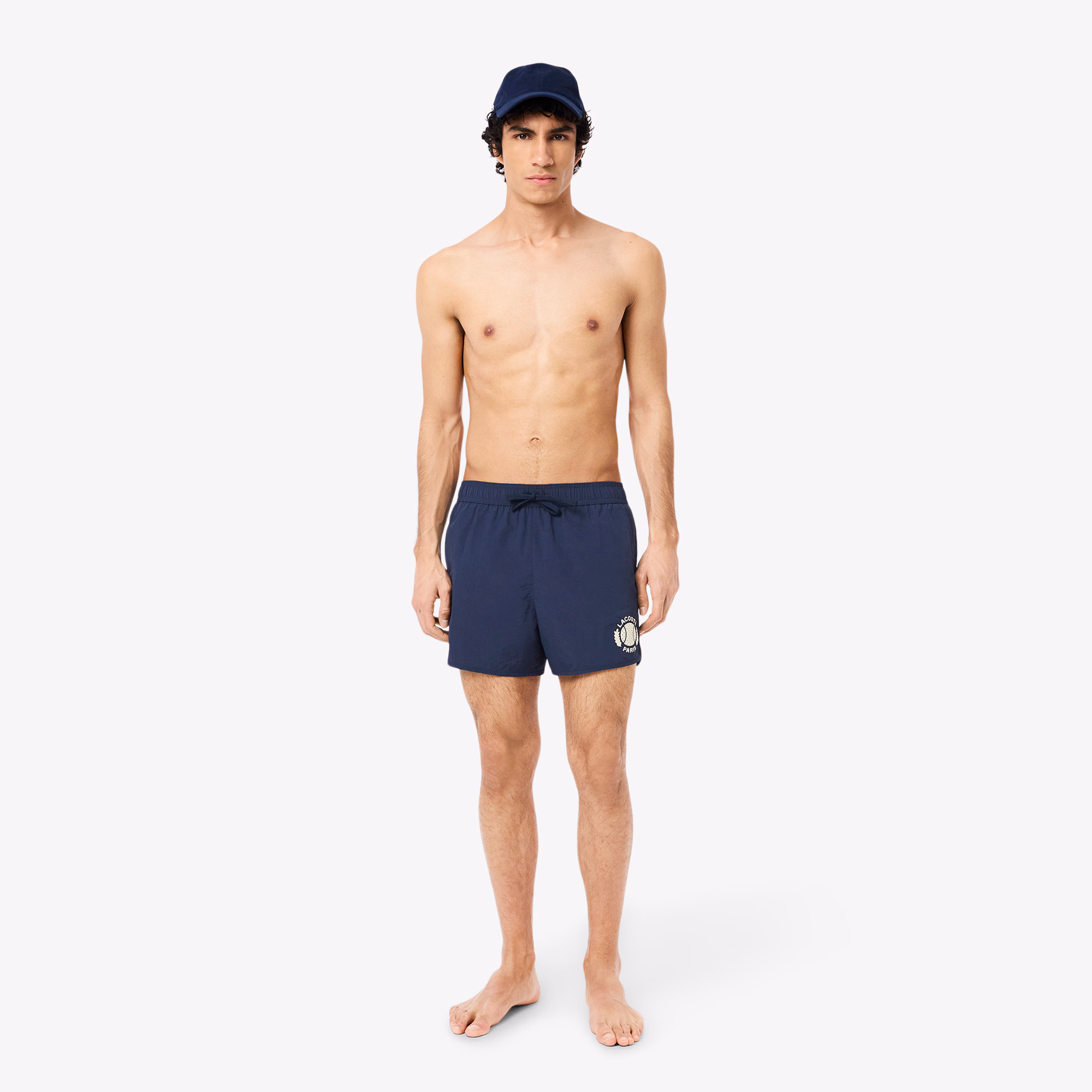 Men's Short Badge Accent Swim Trunks
