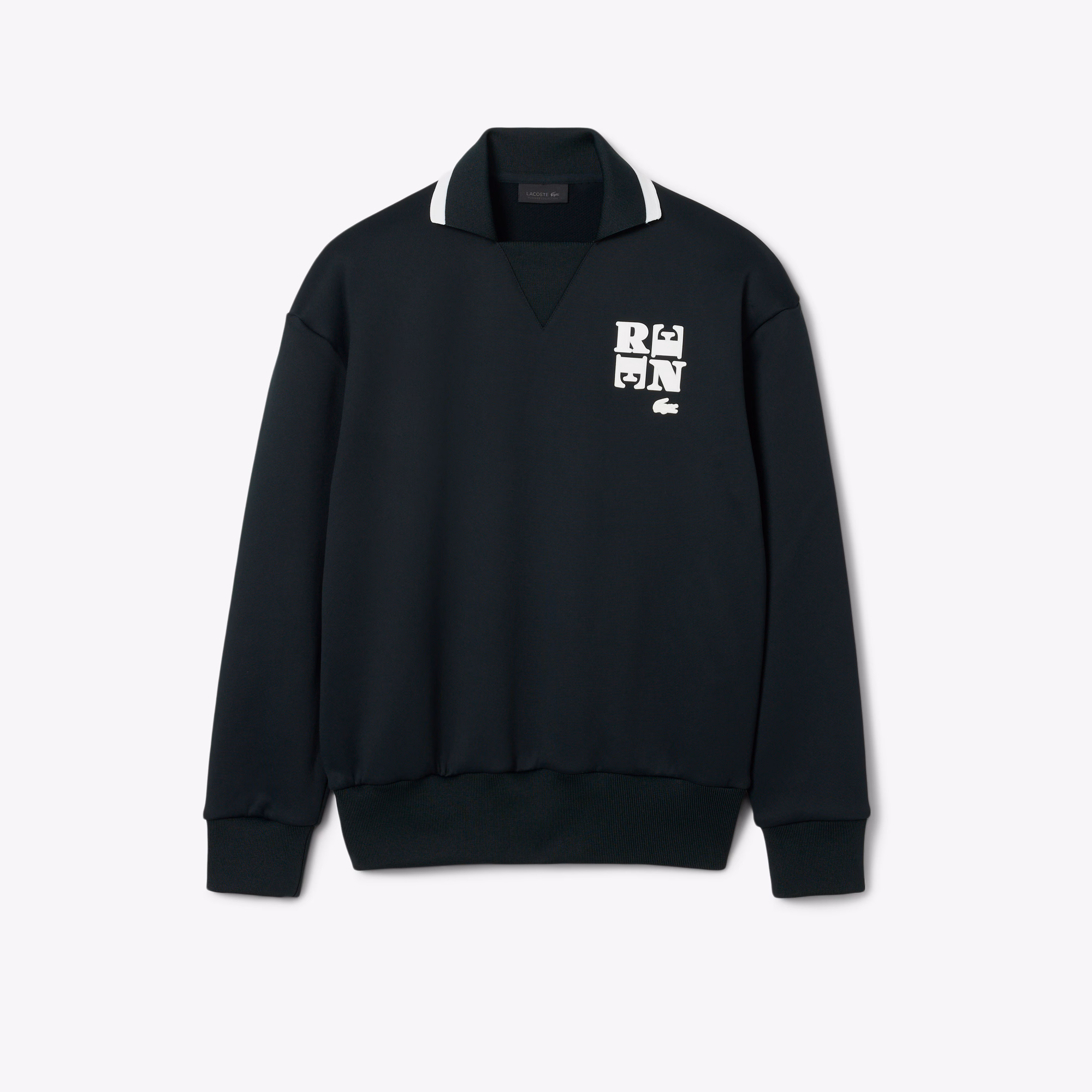 Runway Polo Shirt Collar Badge Accent Sweatshirt