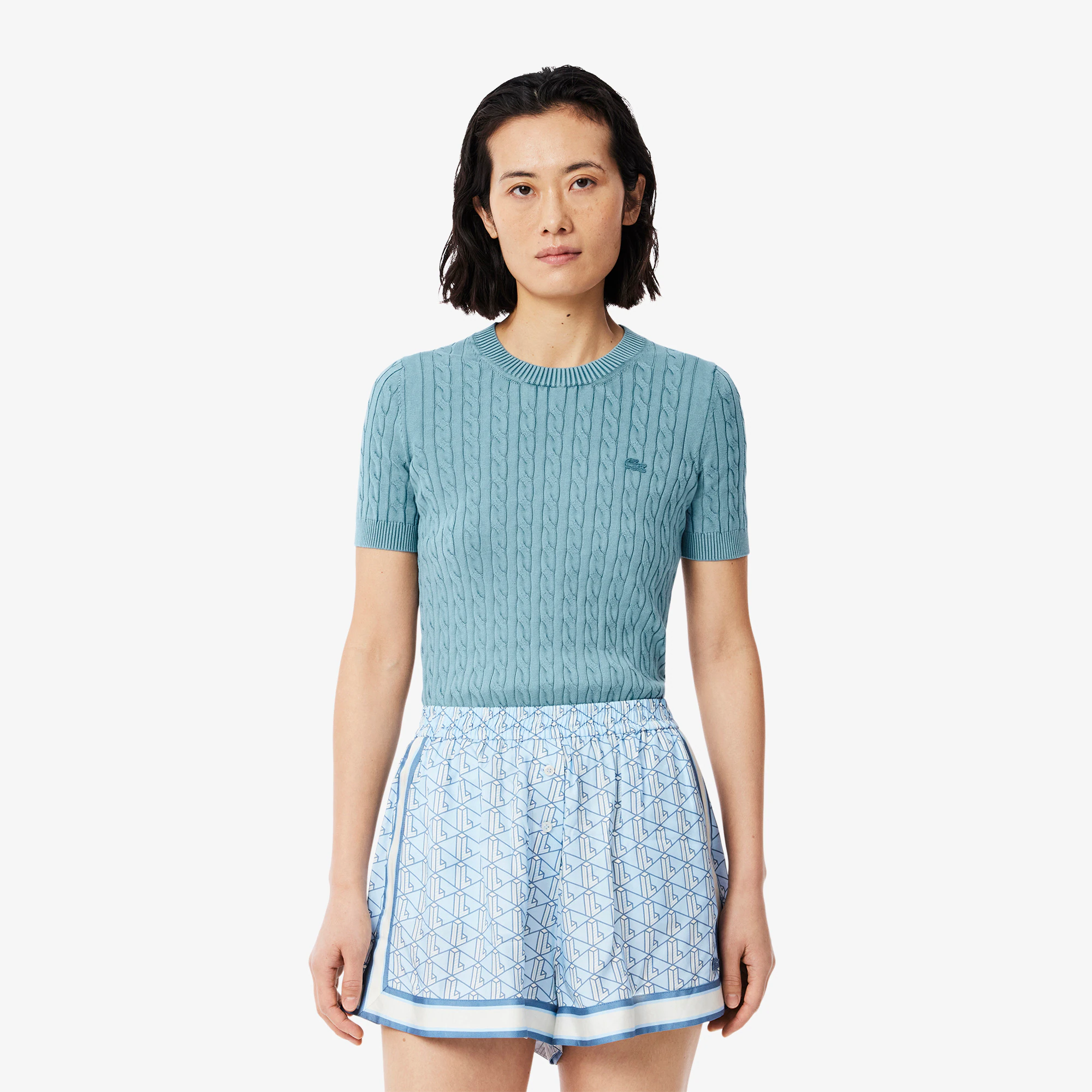 Women's Wash Effect Cable Knit Sweater