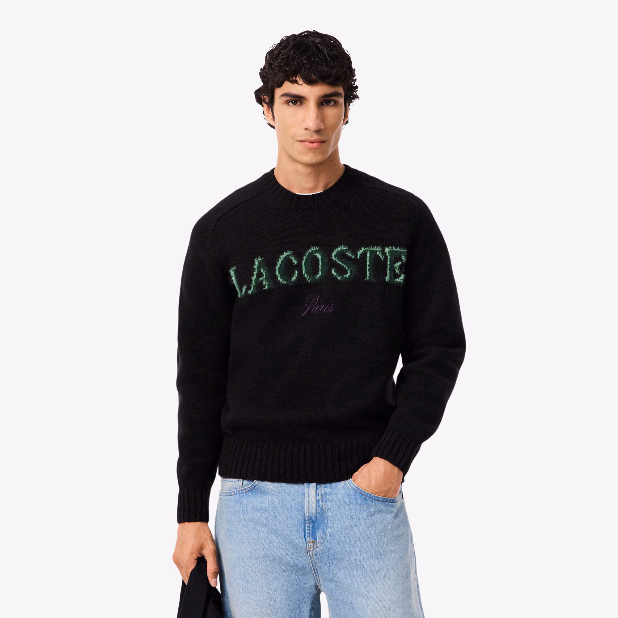 Men's Intarsia Branded Wool Sweater