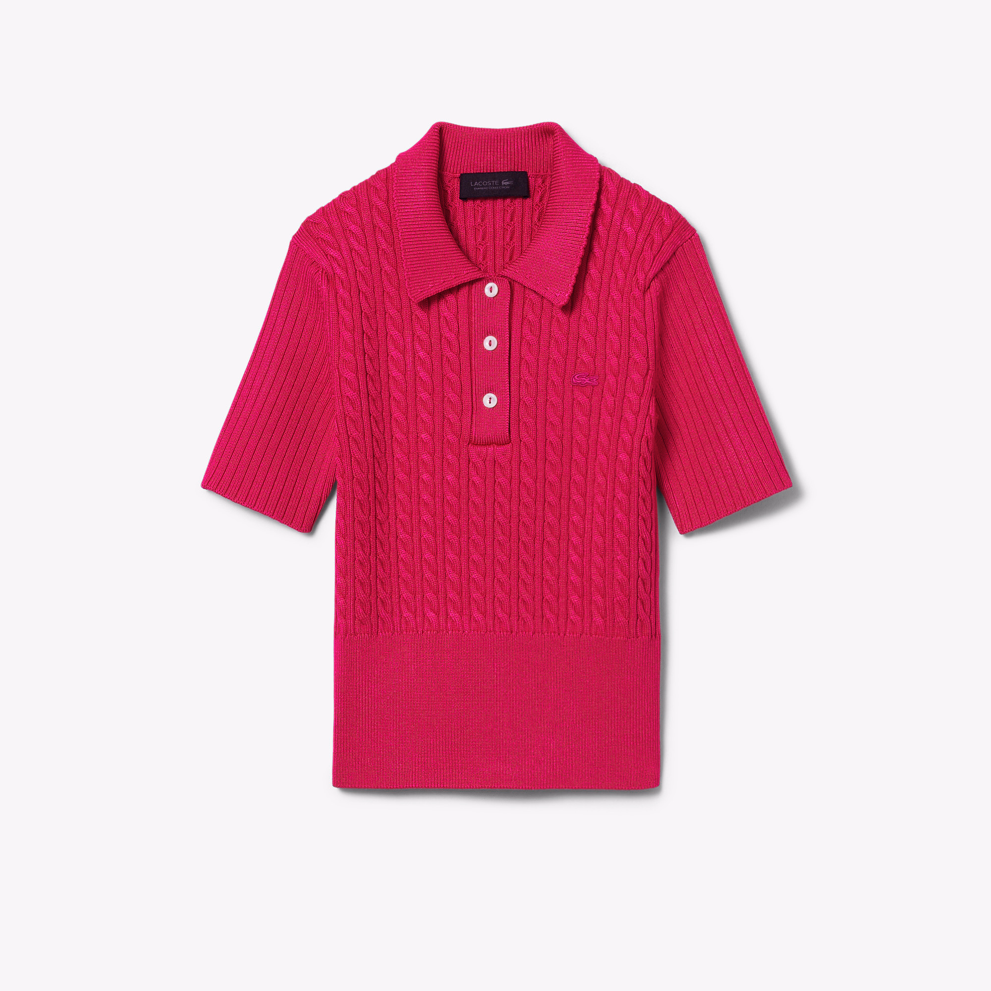 Runway Cable Knit Polo Collar Sweater