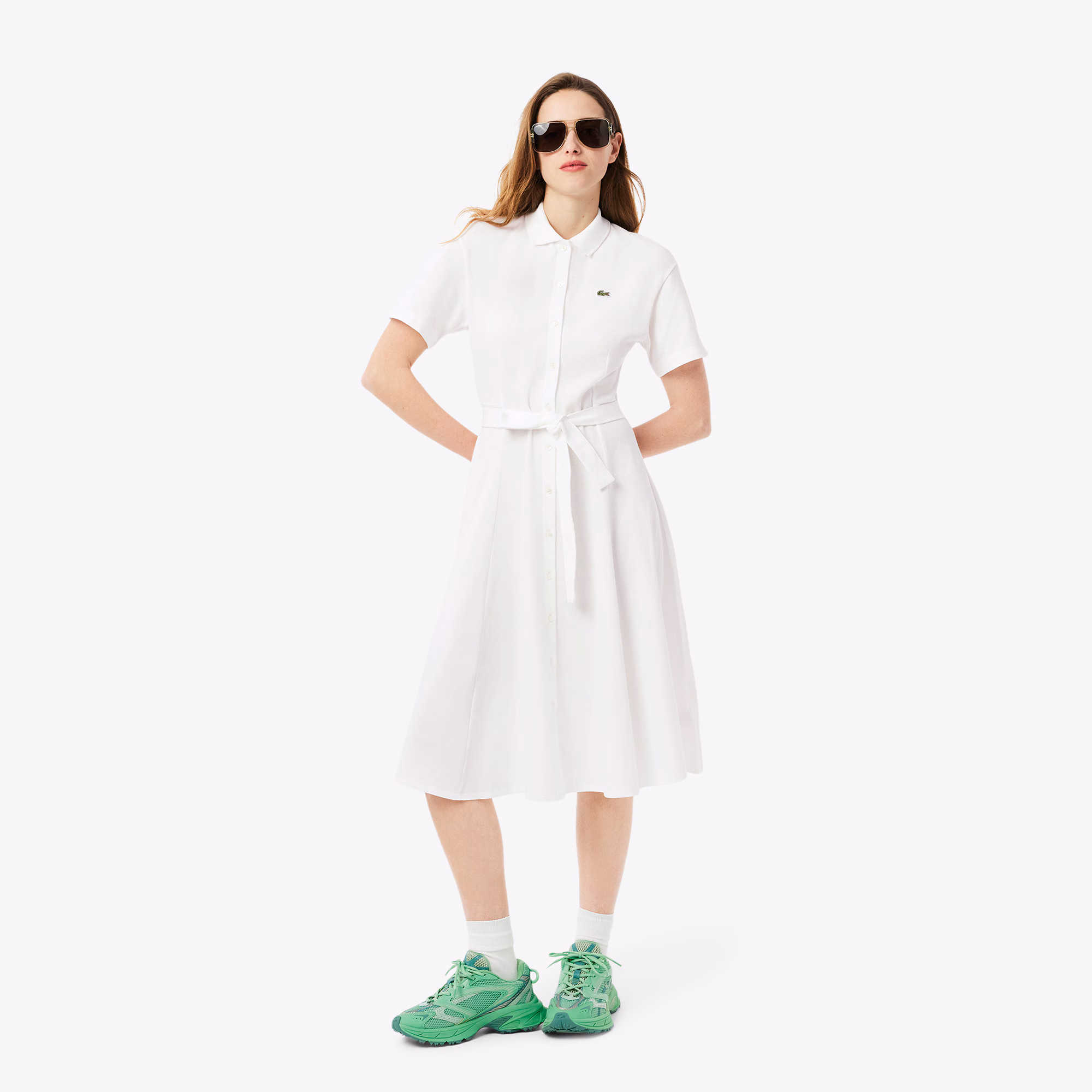 Women's Flared Mini-Piqué Polo Dress