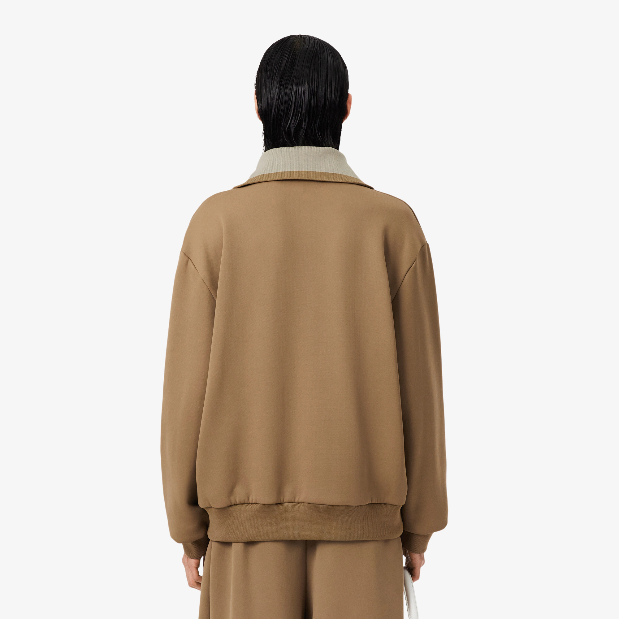 Runway High Neck Zipped Badge Accent Sweatshirt