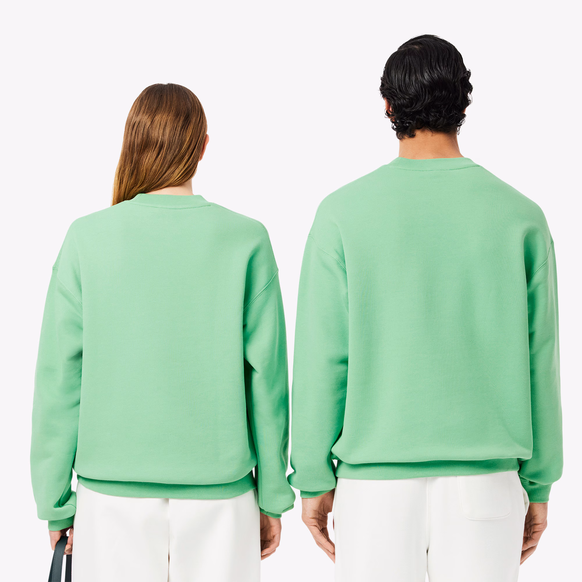 Unisex Loose Fit Badge Accent Fleece Sweatshirt