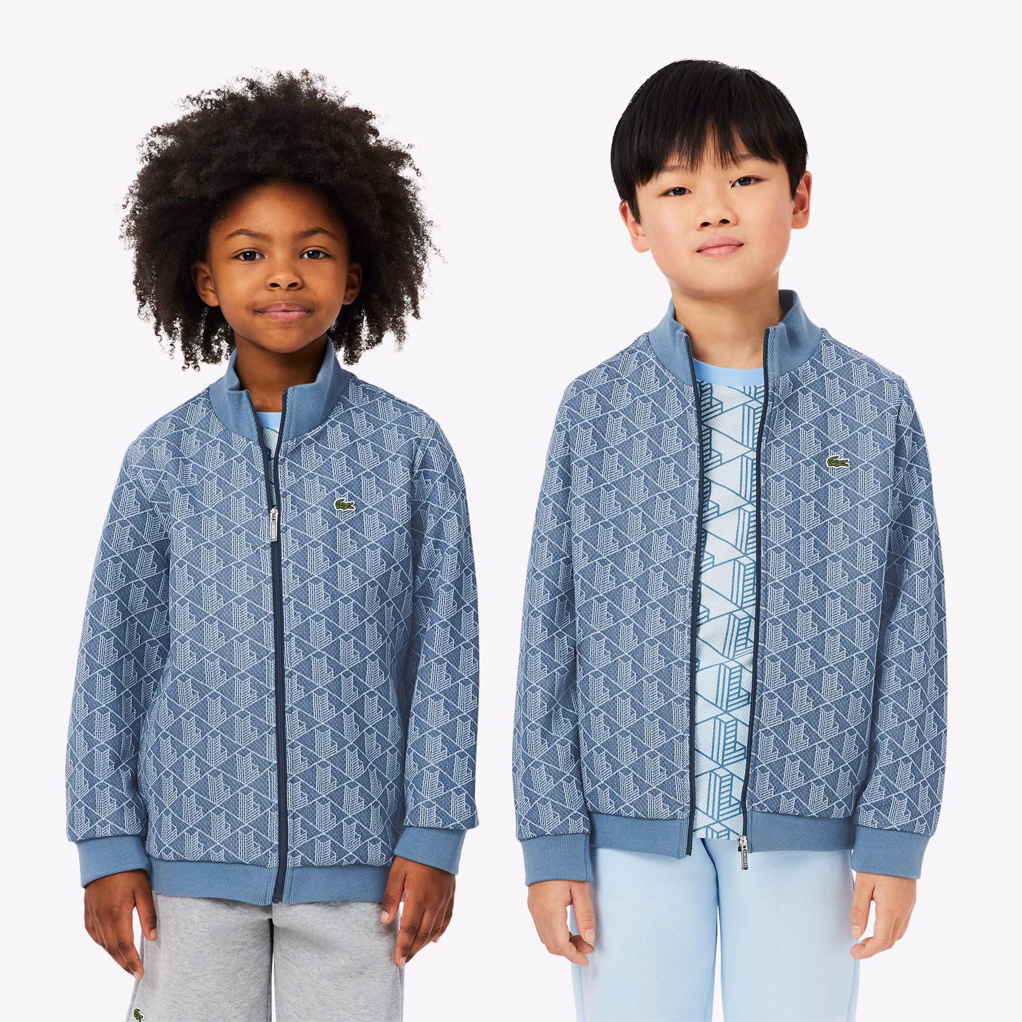 Kids' High-Neck Zip-Up Paris Monogram Sweatshirt