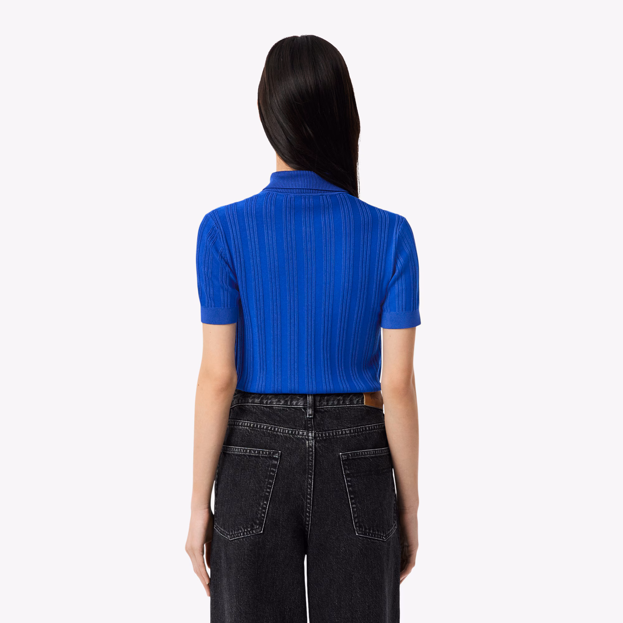 Women's Ribbed Knit Polo Collar Sweater