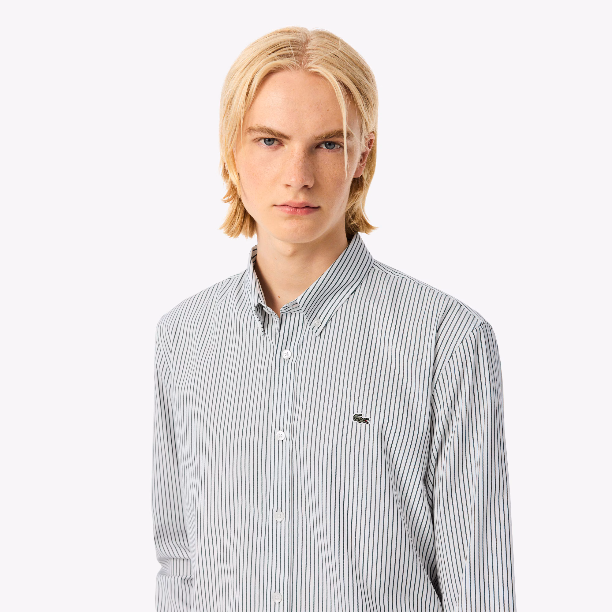 Men's Regular Fit Striped Pinpoint Shirt