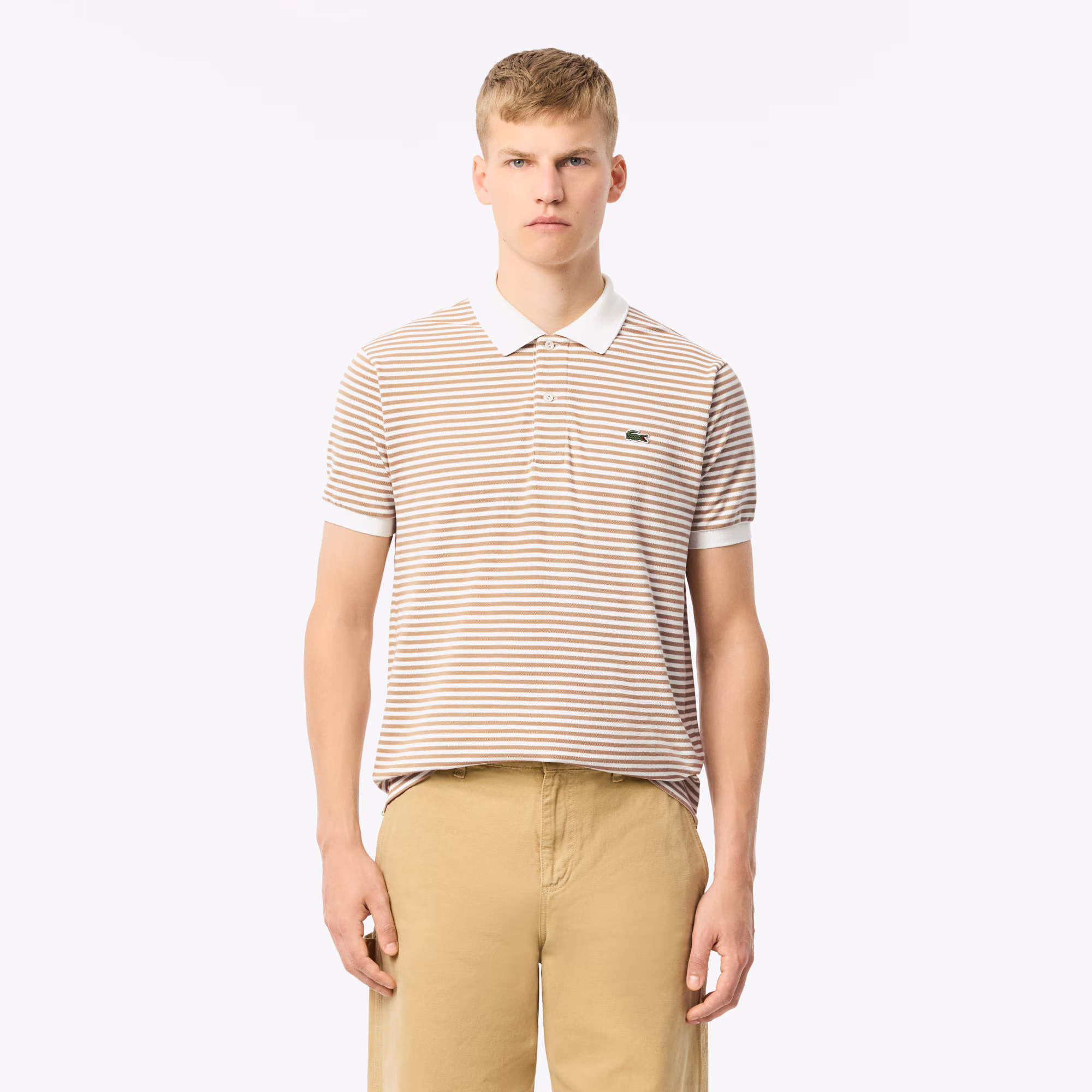 Men's Classic Fit L.12.12 Striped Petit Piqué Polo