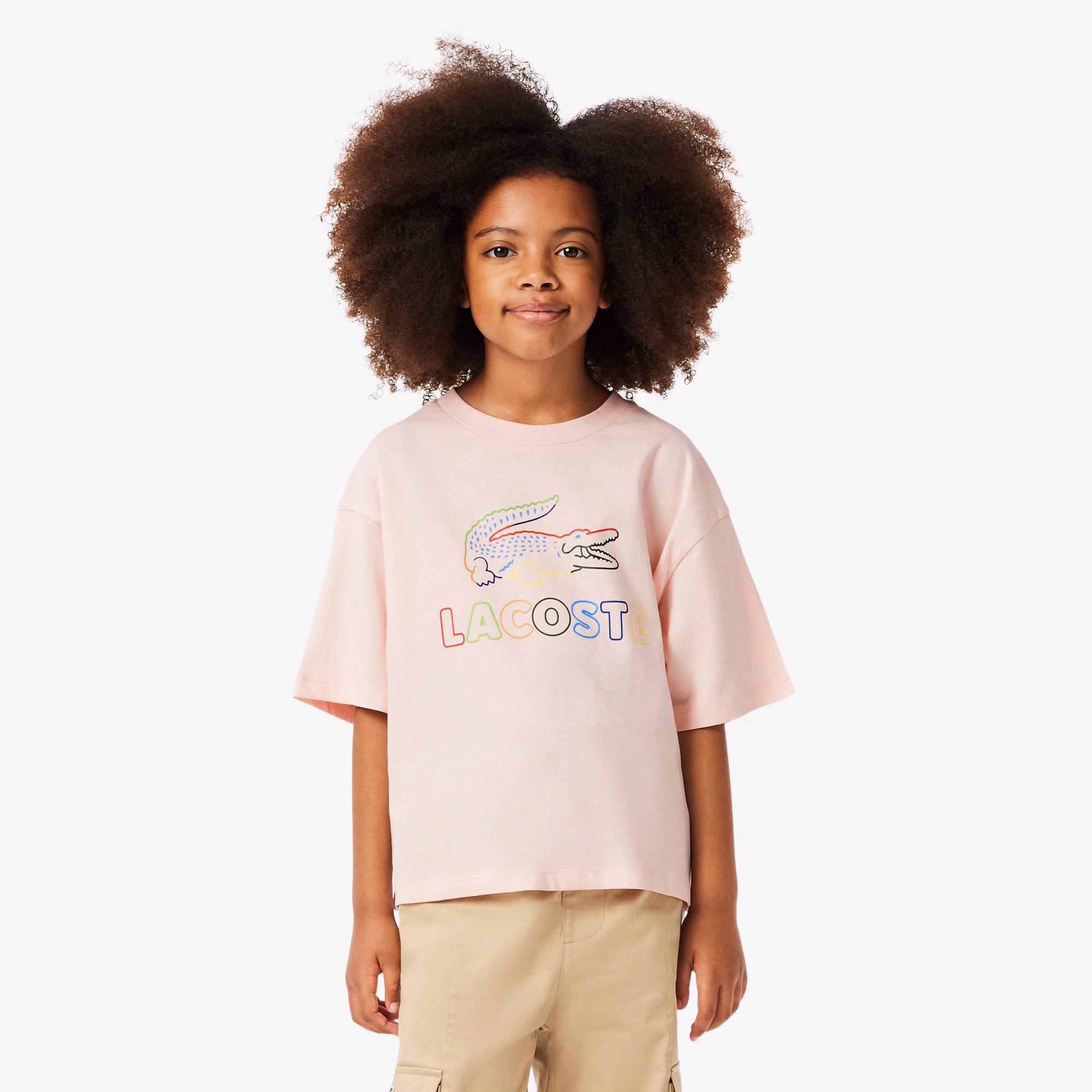 Girls' Oversized Print Cotton T-Shirt