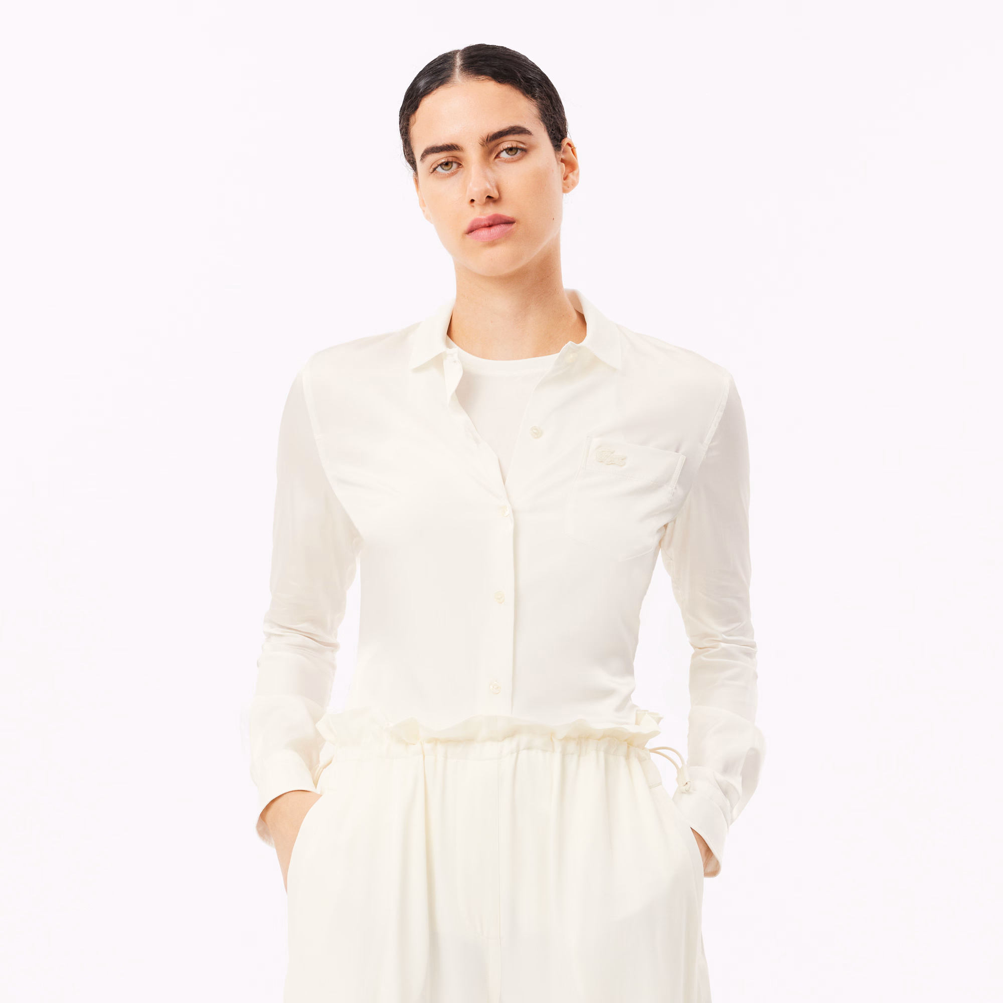 Women's Slim Fit Ribbed Collar Shirt