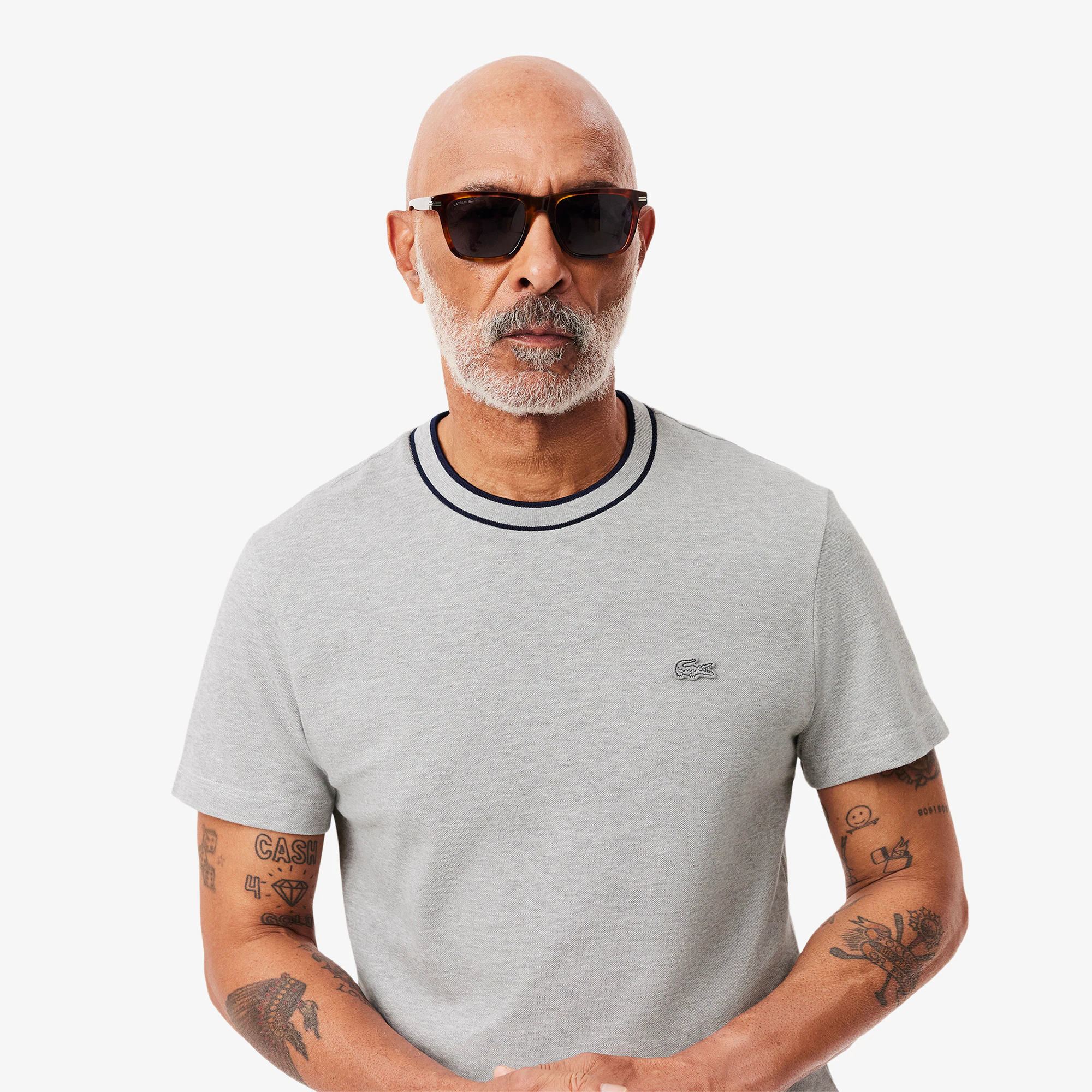 Men's Stretch Piqué Striped Collar T-Shirt