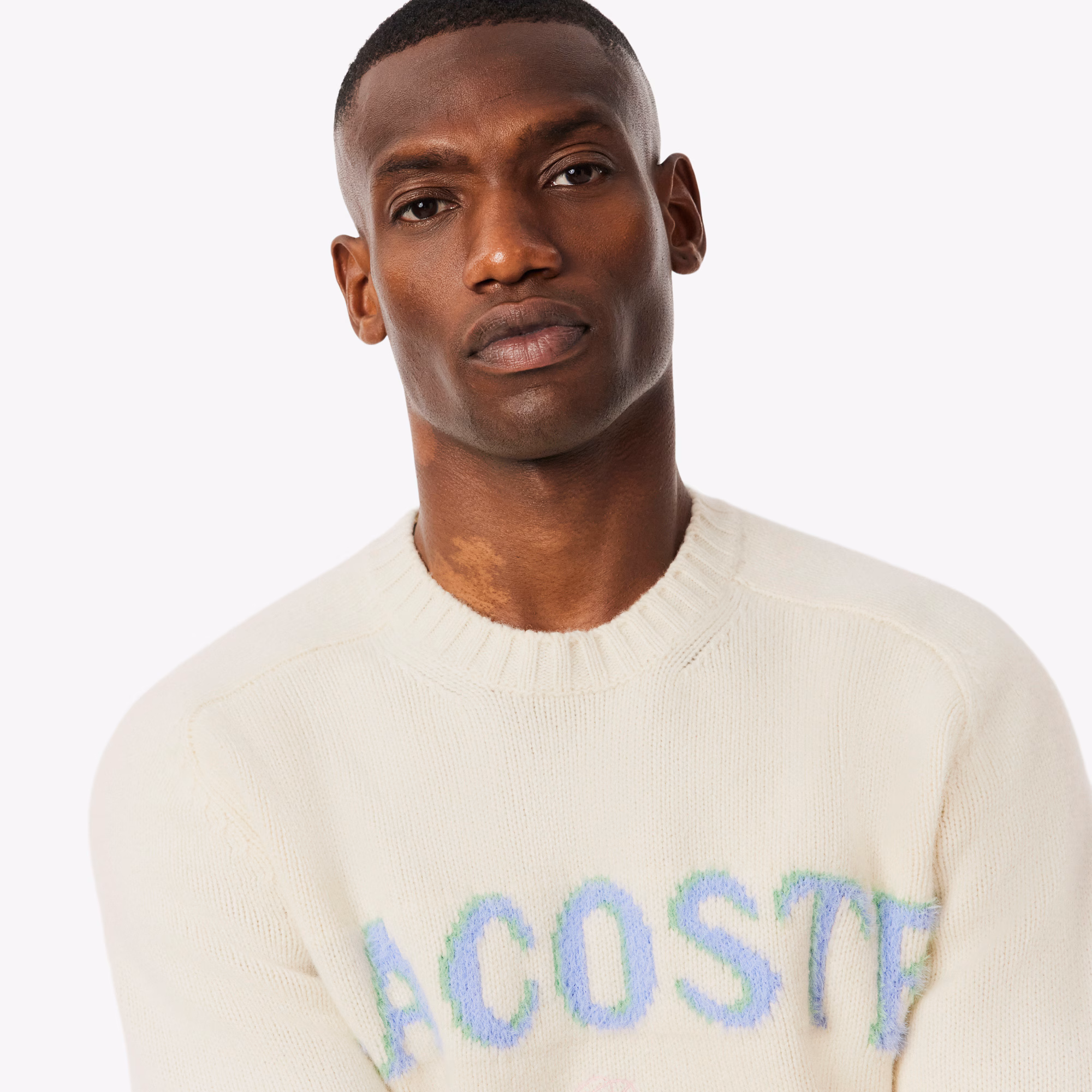 Men's Intarsia Branded Wool Sweater