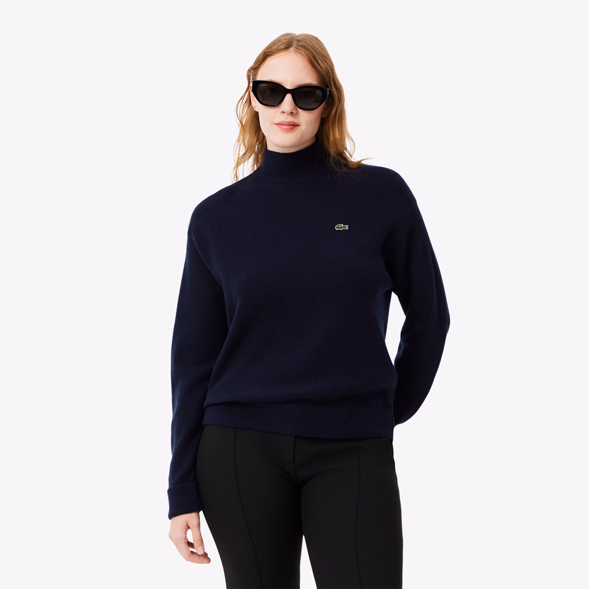 Women's Relaxed Fit Wool High-Neck Sweater