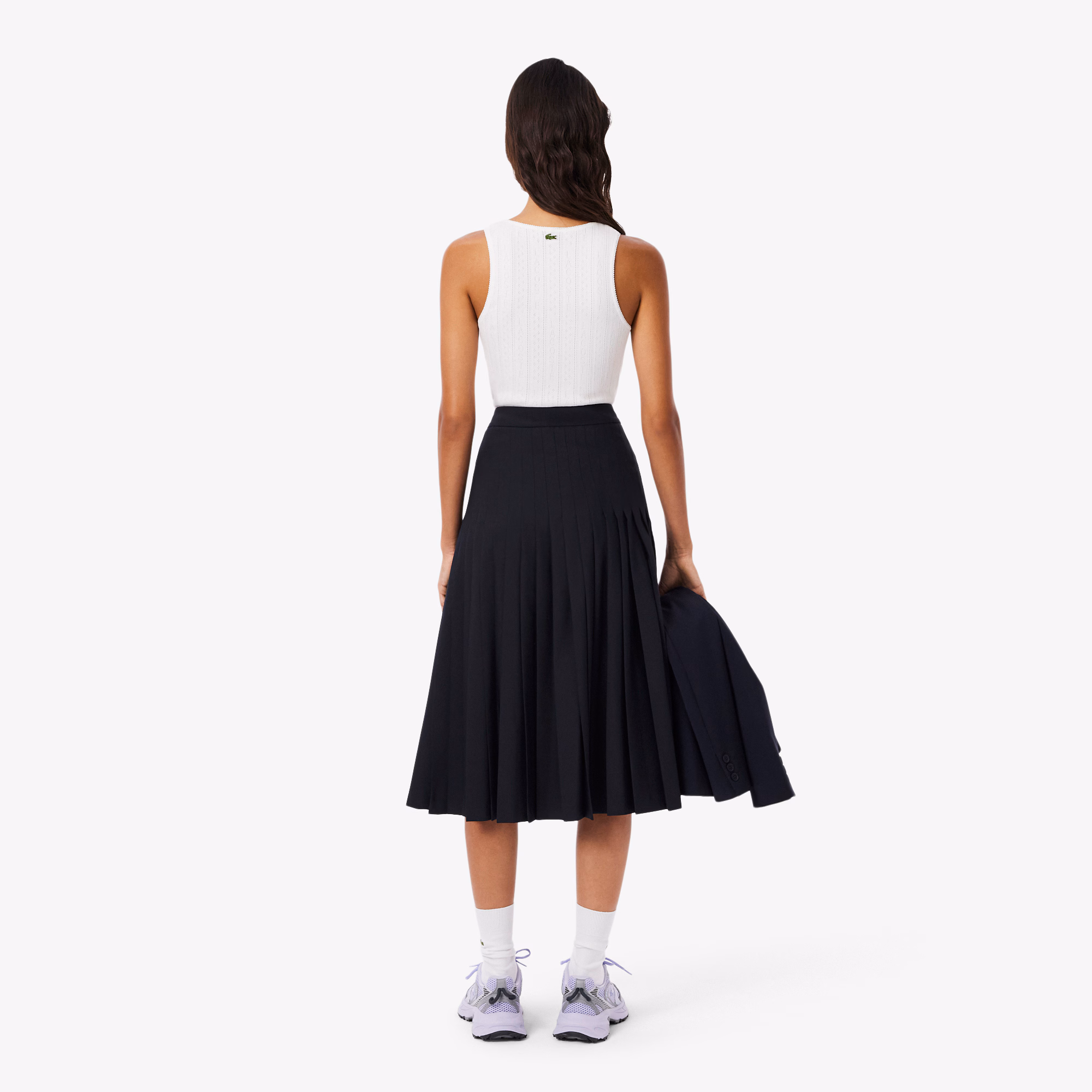 Women's Pleated Wool Midi Wrap Skirt
