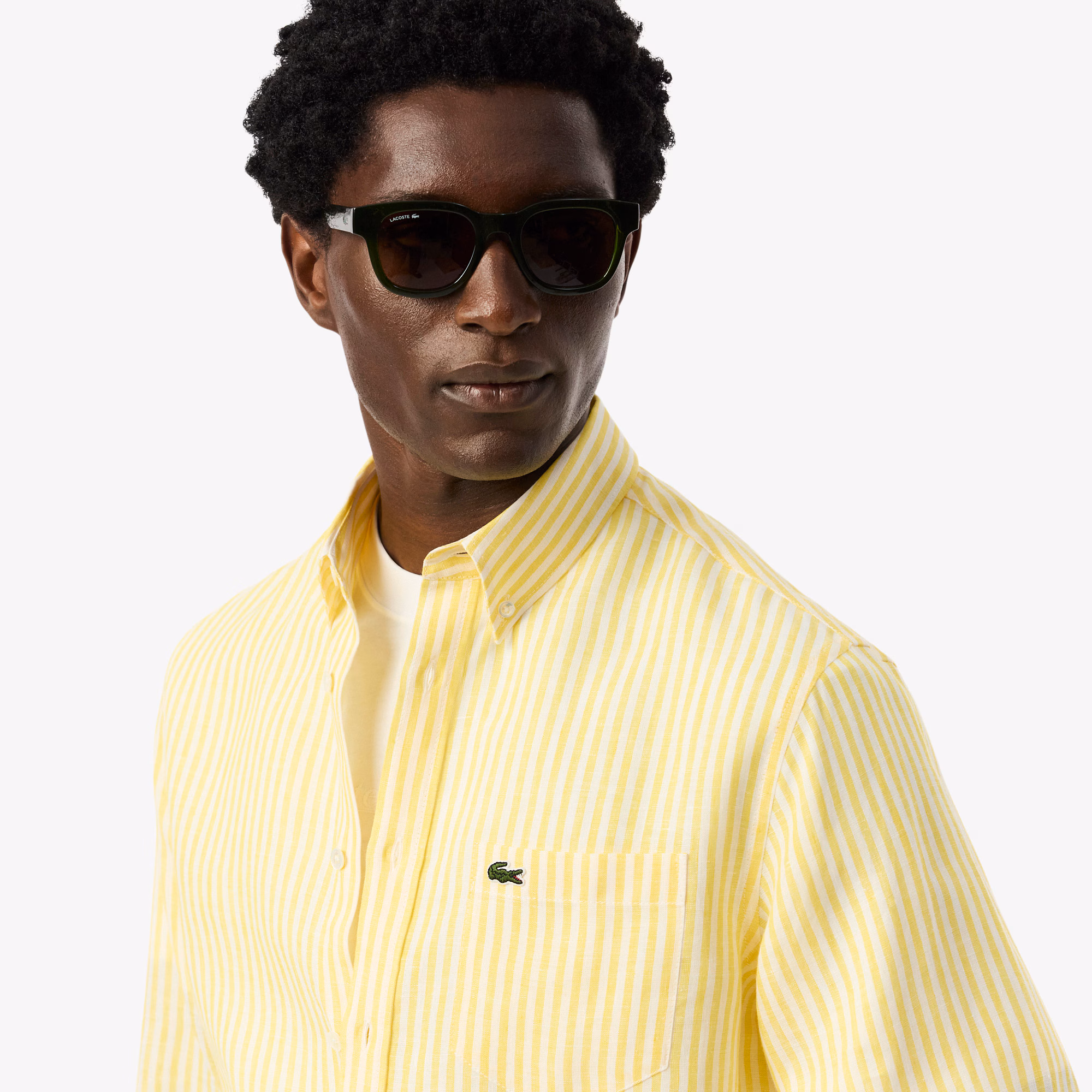 Men's Regular Fit Striped Linen Shirt