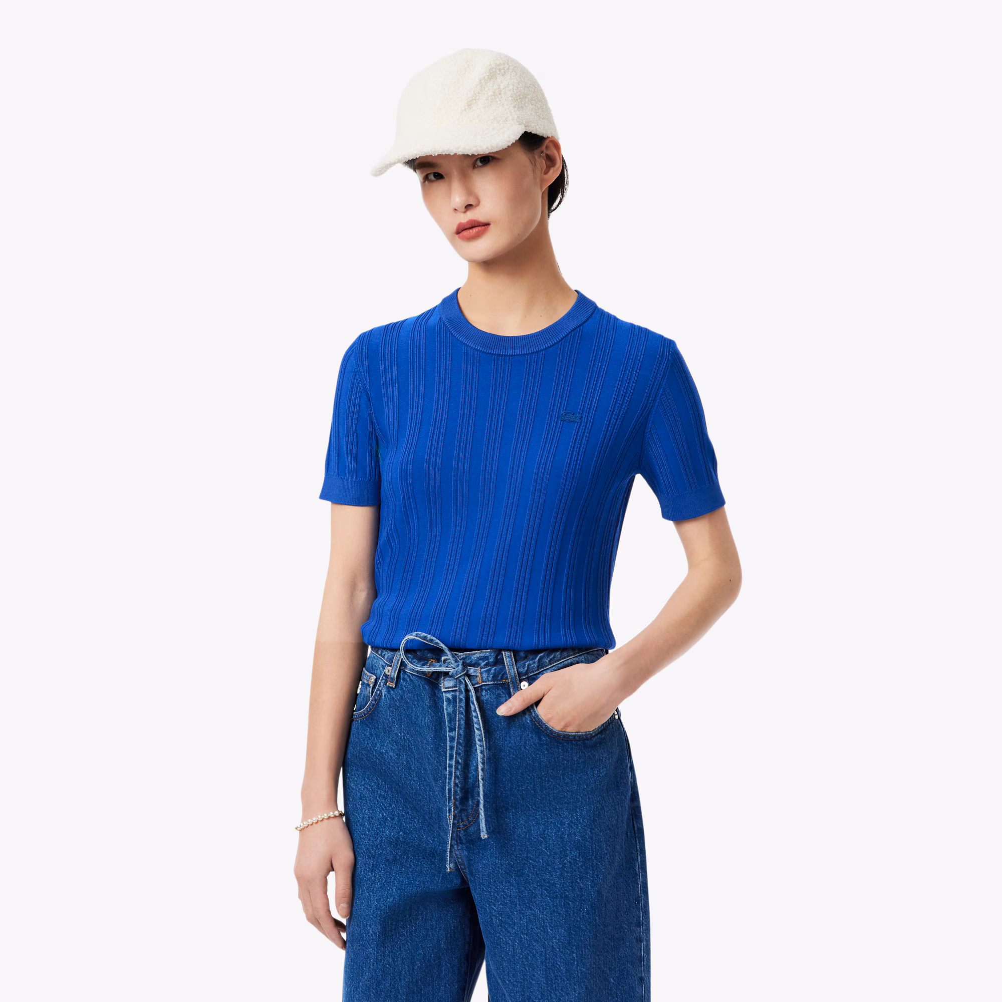 Women's Short Sleeve Rib Knit Sweater