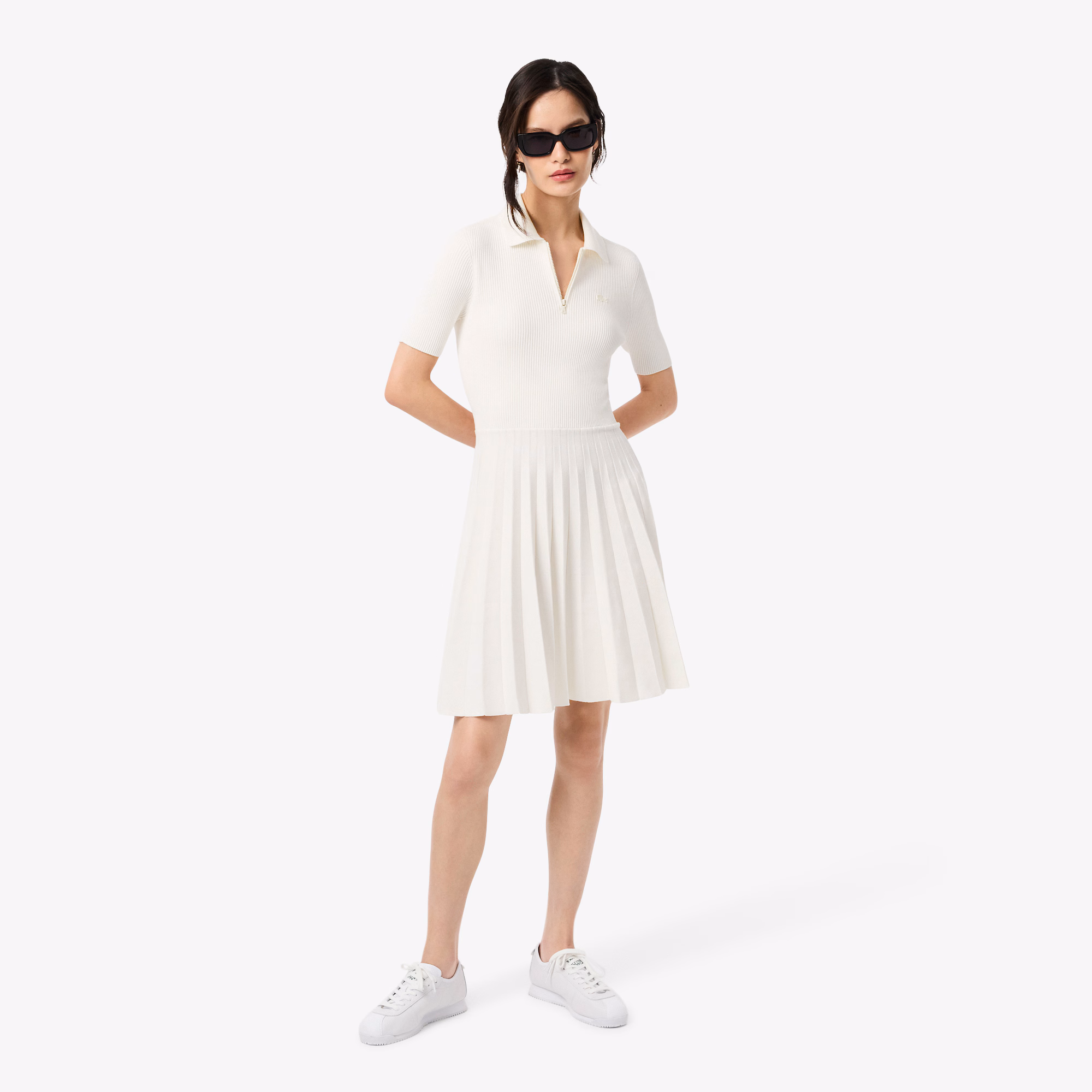 Women's Pleated Polo Collar Dress