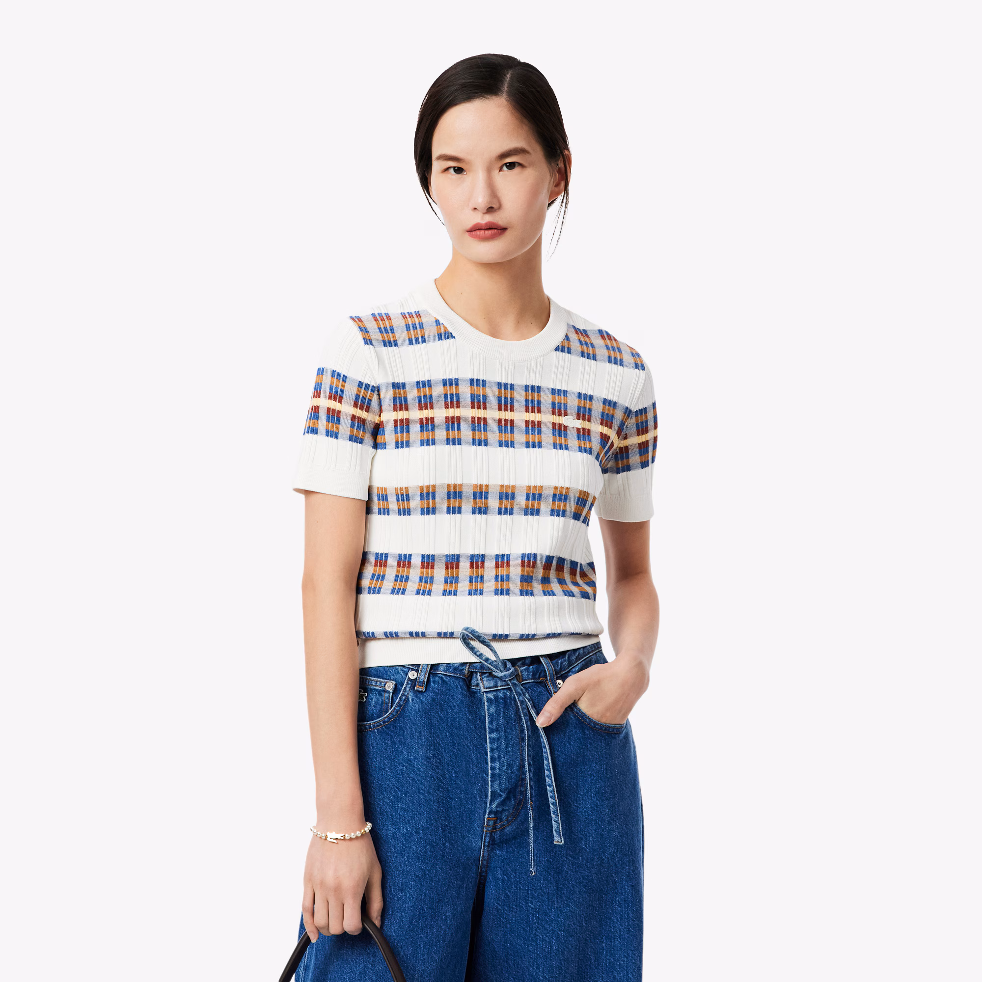 Women's Short Sleeve Rib Knit Sweater