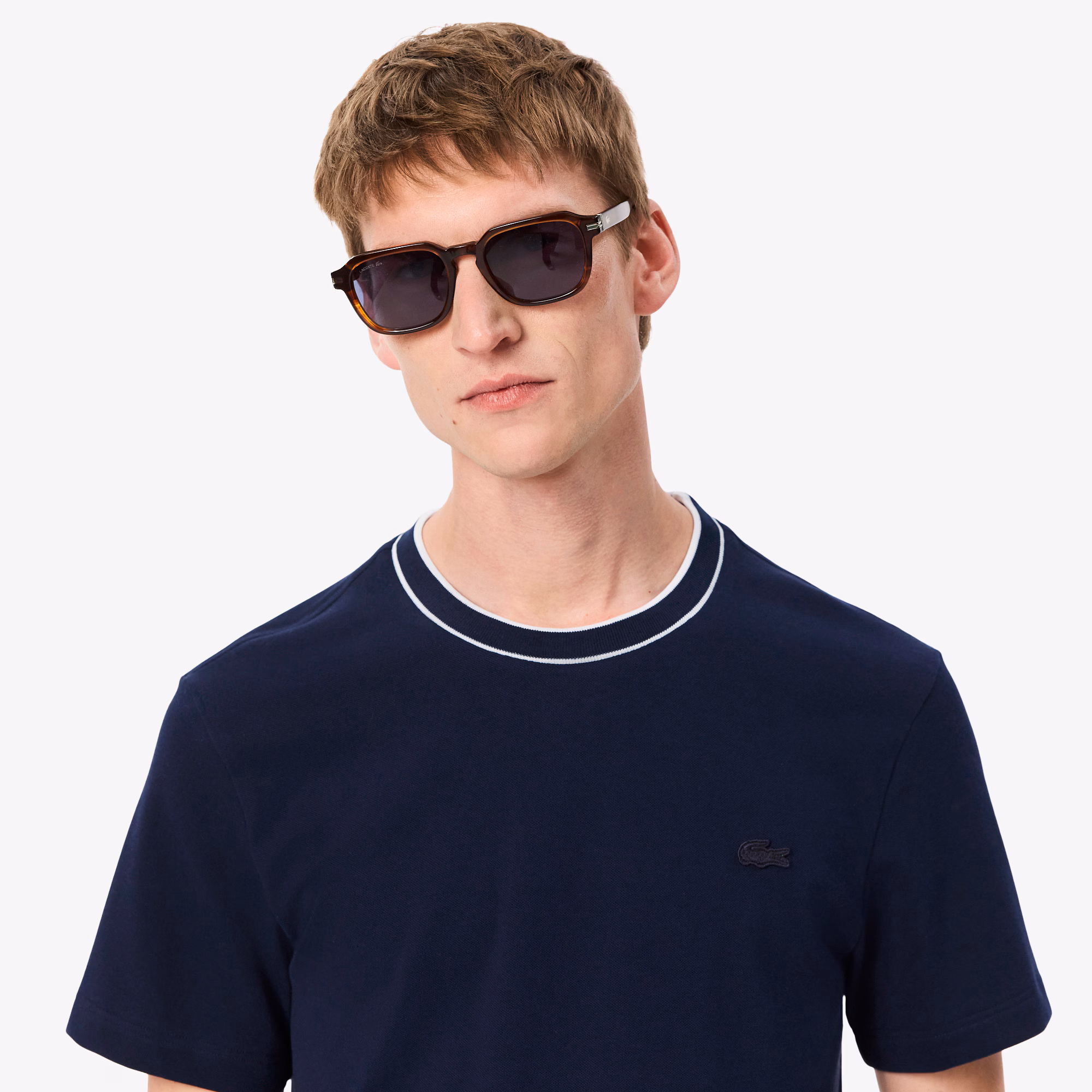 Men's Stretch Piqué Striped Collar T-Shirt