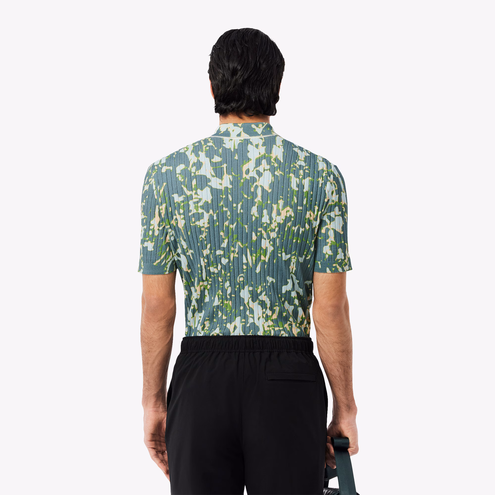 Men's Short Sleeve Graphic Print Polo Collar Sweater