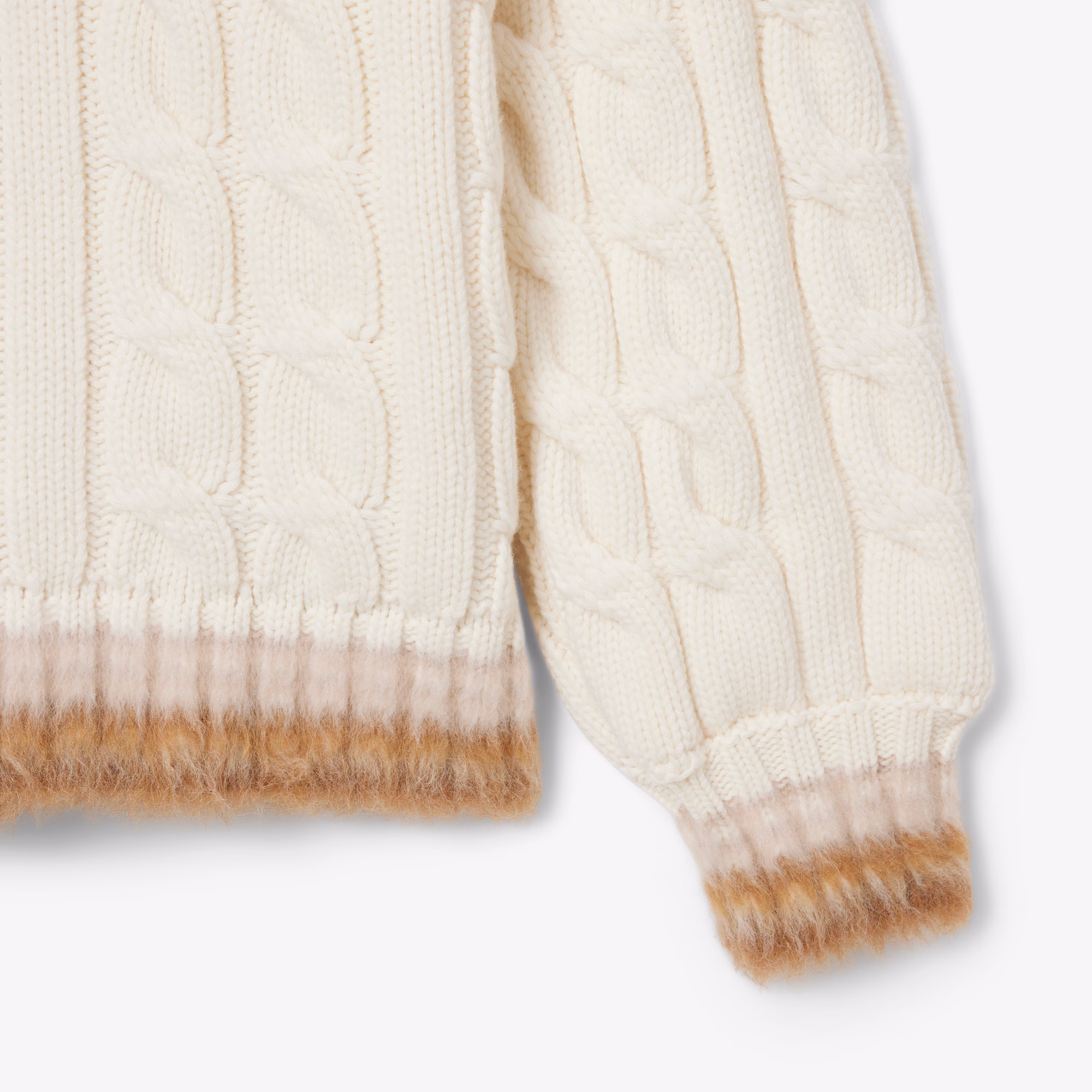 Runway Wool Polo Collar Cable Knit Sweater