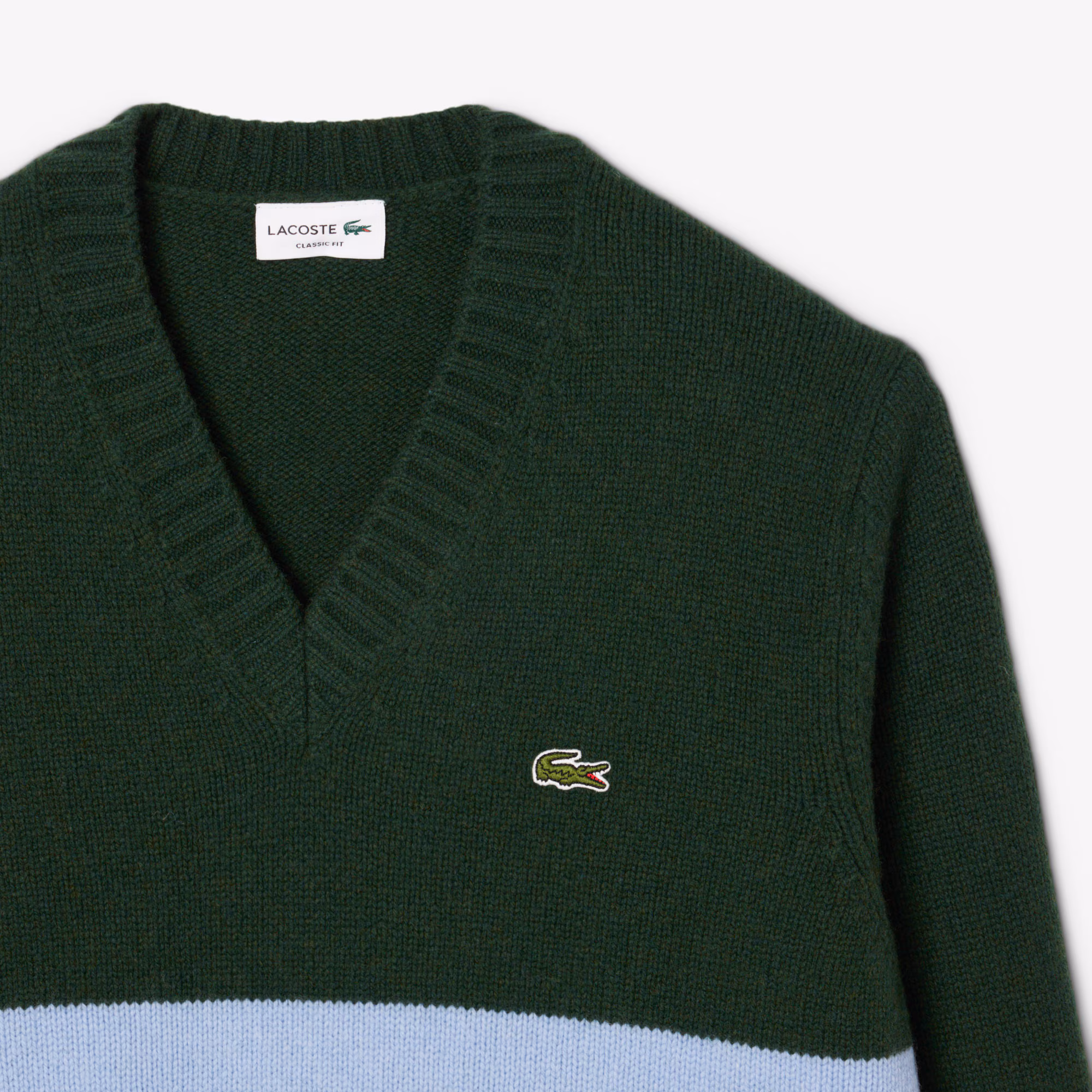 Men's Striped Wool V-Neck Sweater