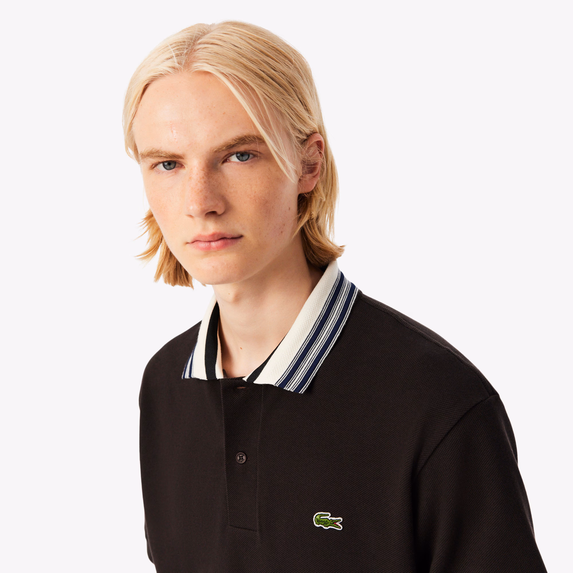 Men's Made In France Classic Fit Stripe Collar Polo