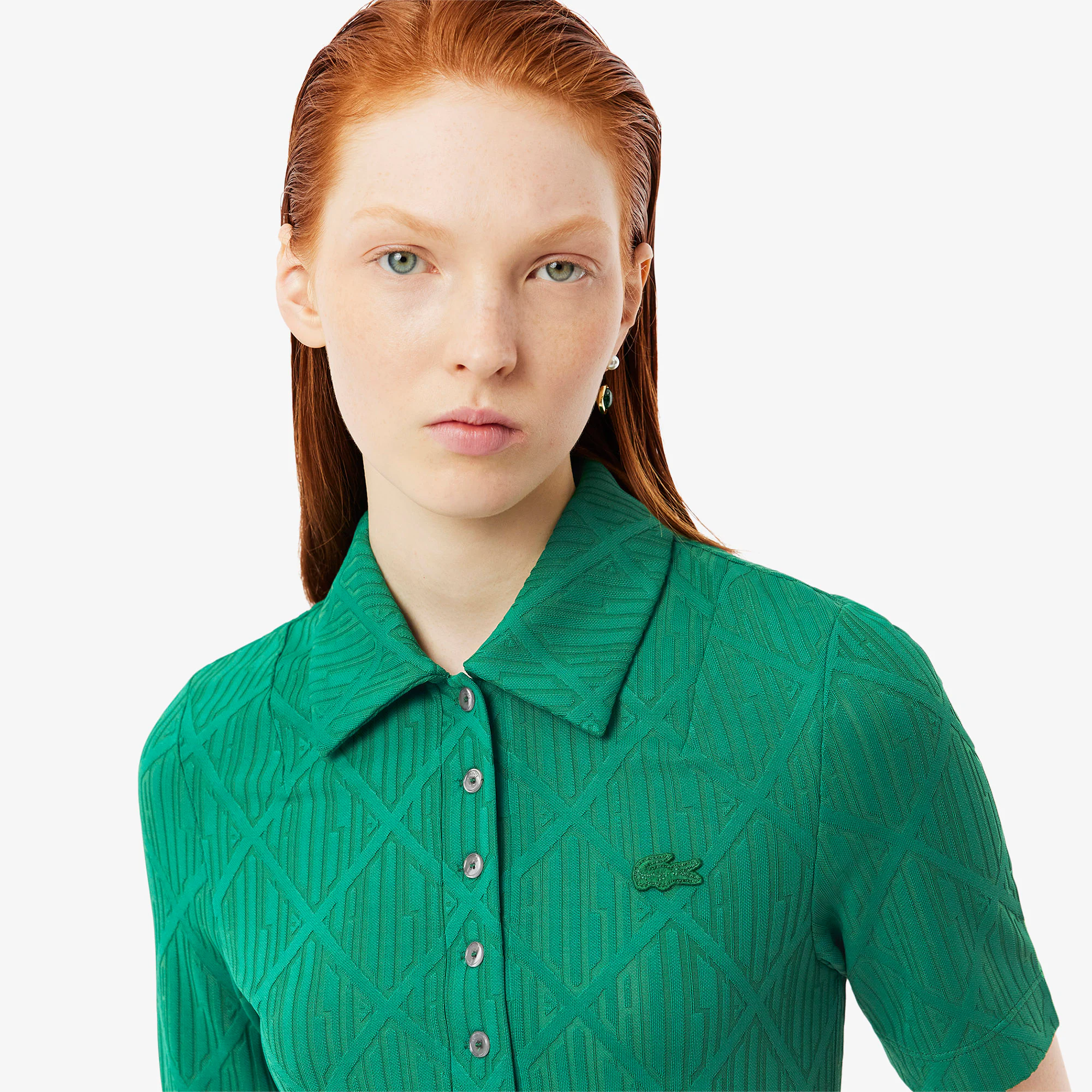 Women's Runway Slim Fit Monogram Jacquard Polo