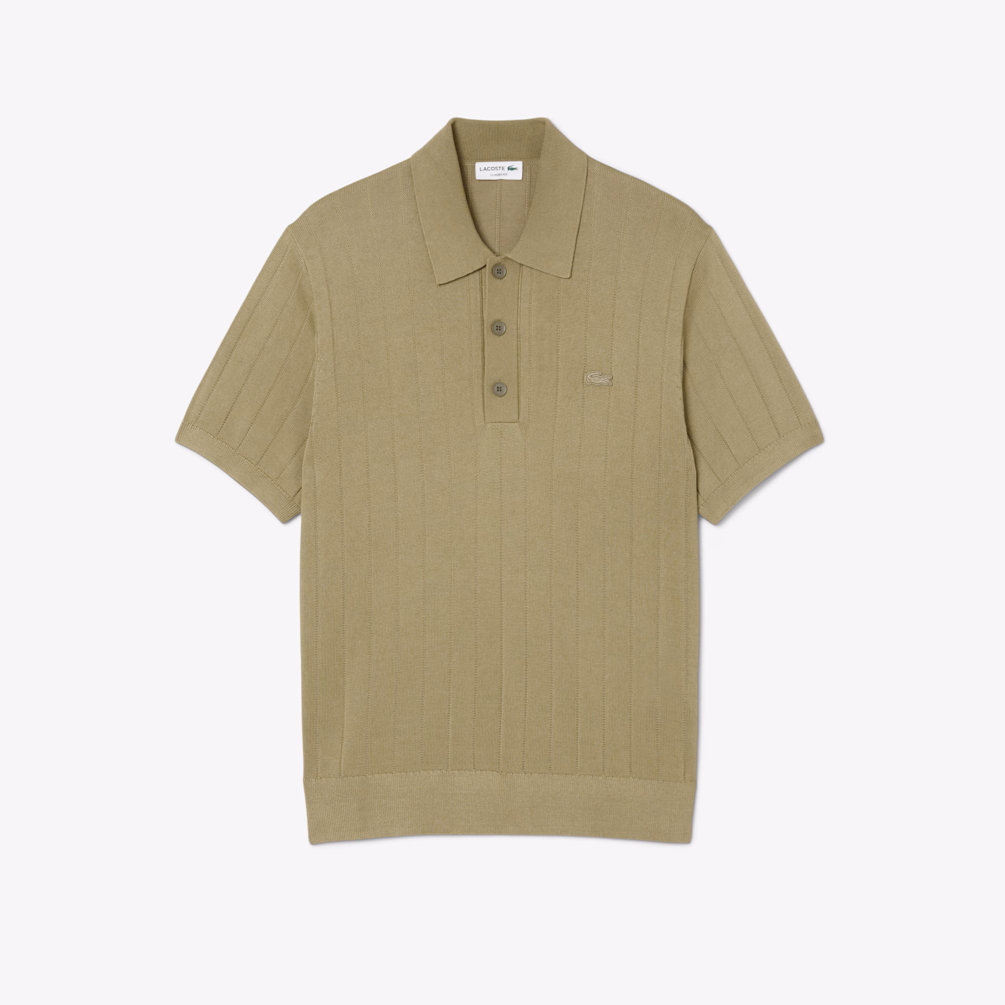 Men's Fluid Ribbed Knit Polo Collar Sweater