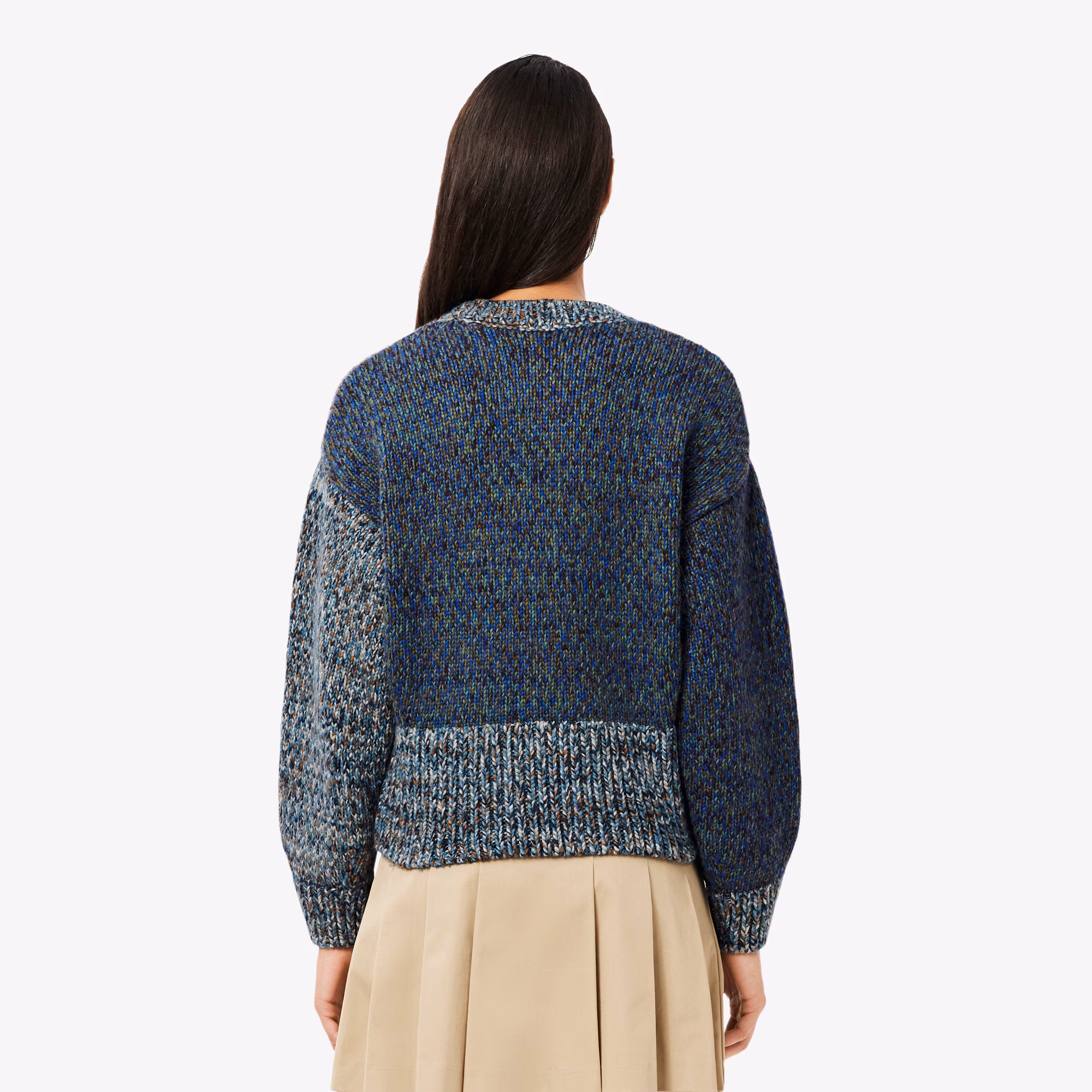 Women's High-Neck Wool Blend Cable Knit Sweater