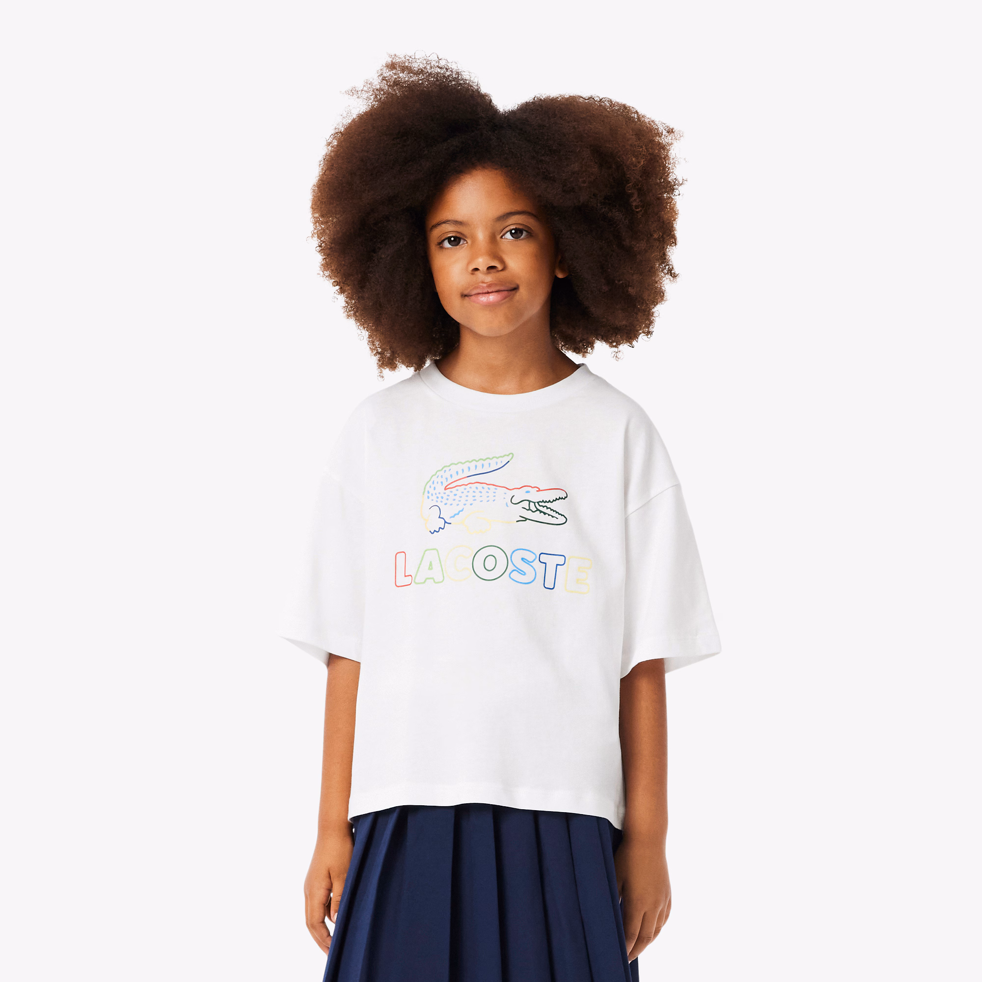 Girls' Oversized Print Cotton T-Shirt
