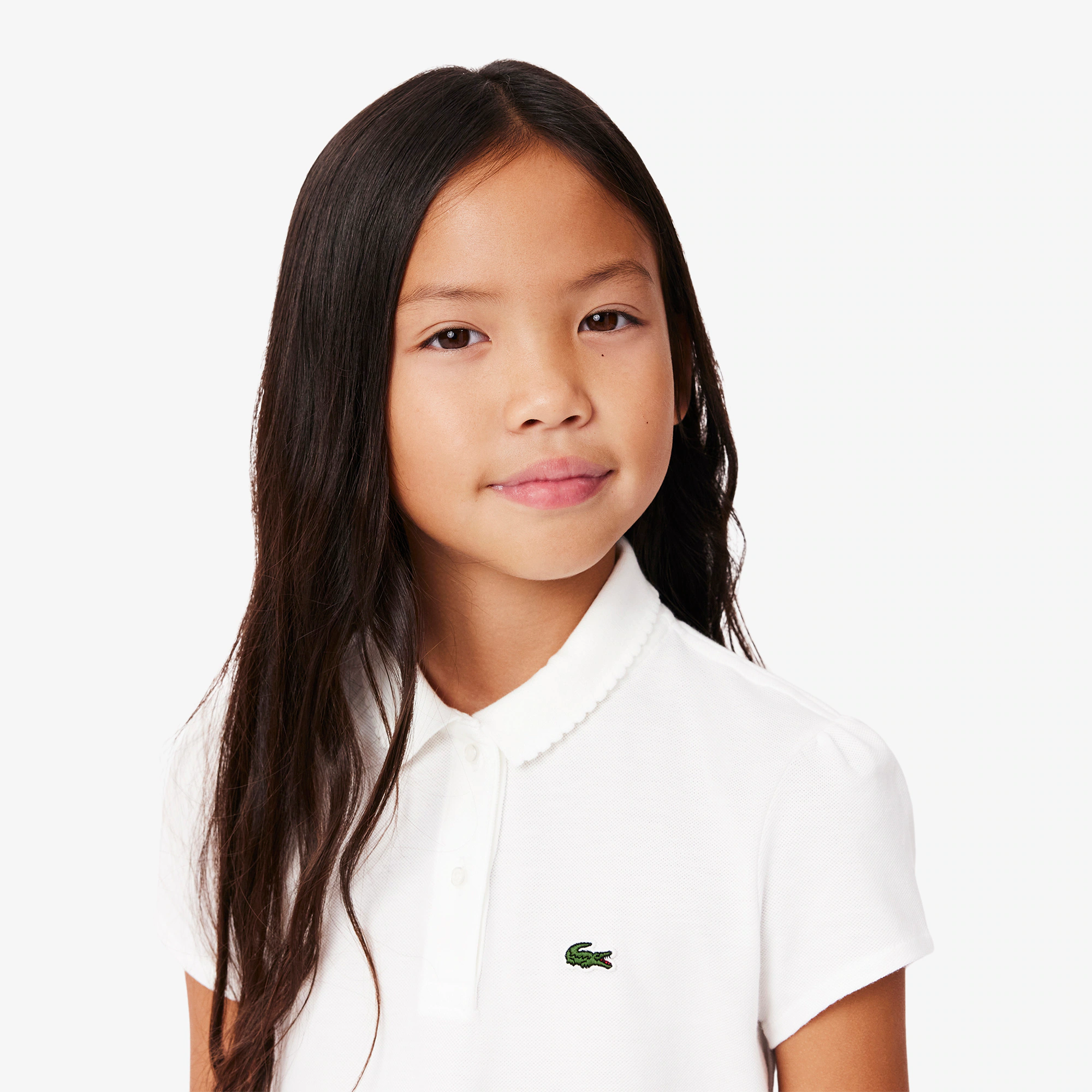 Kids' Scalloped Collar Mini Piqué Polo
