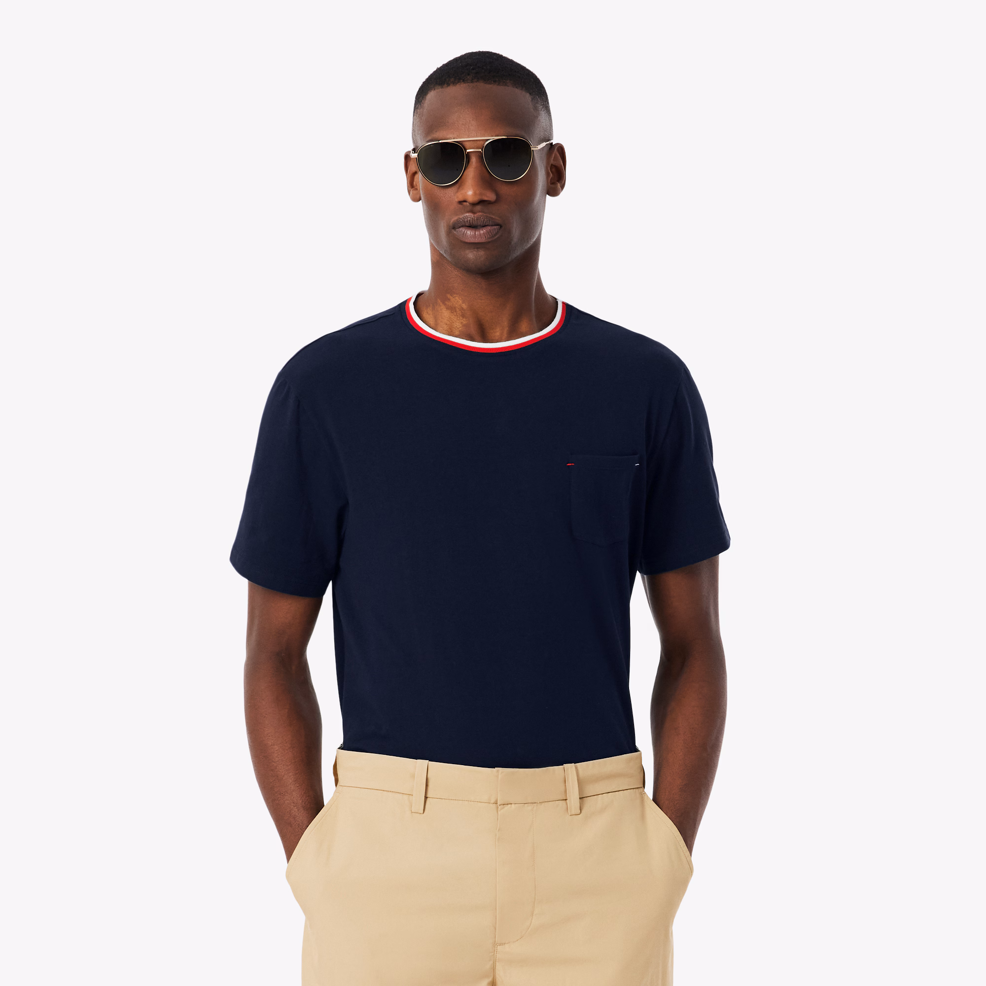 Men's Contrast Neck Pajama Top