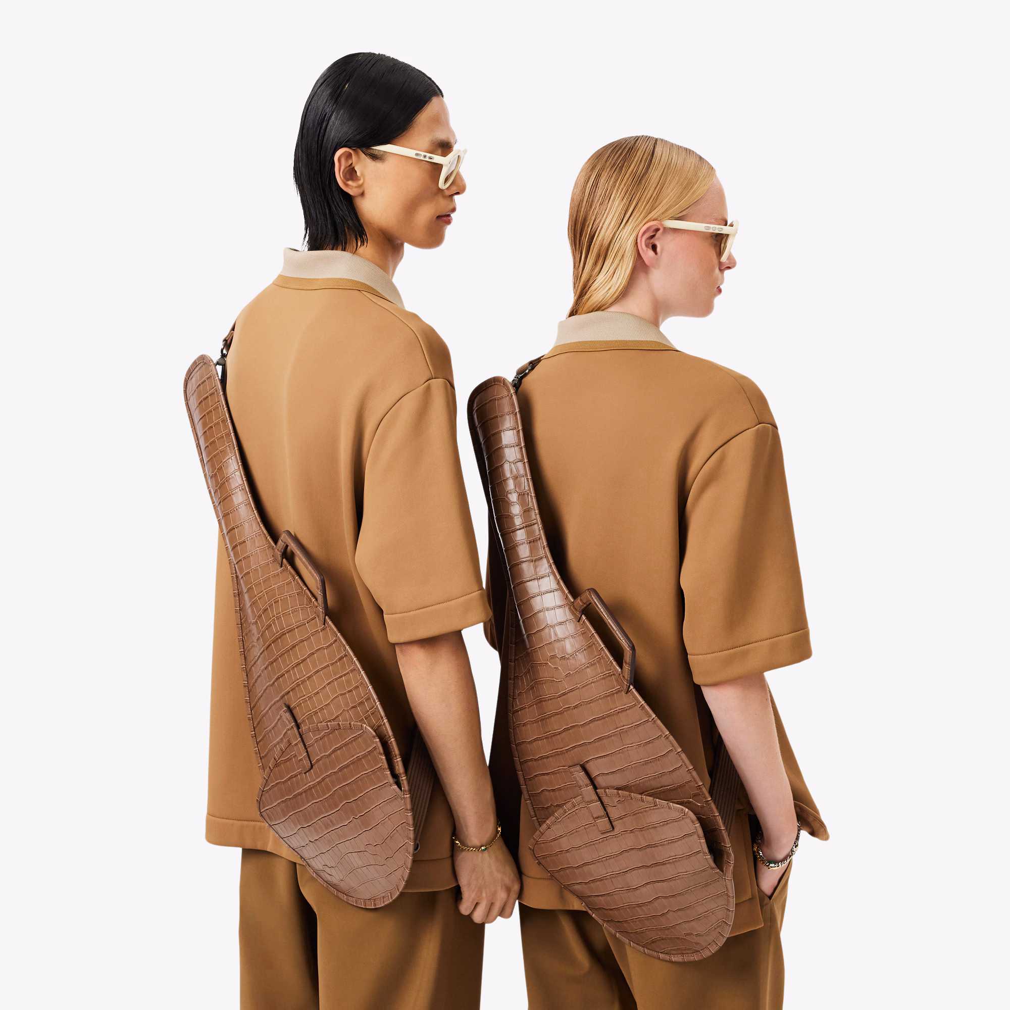 Runway Mock Croc Leather Racket Bag