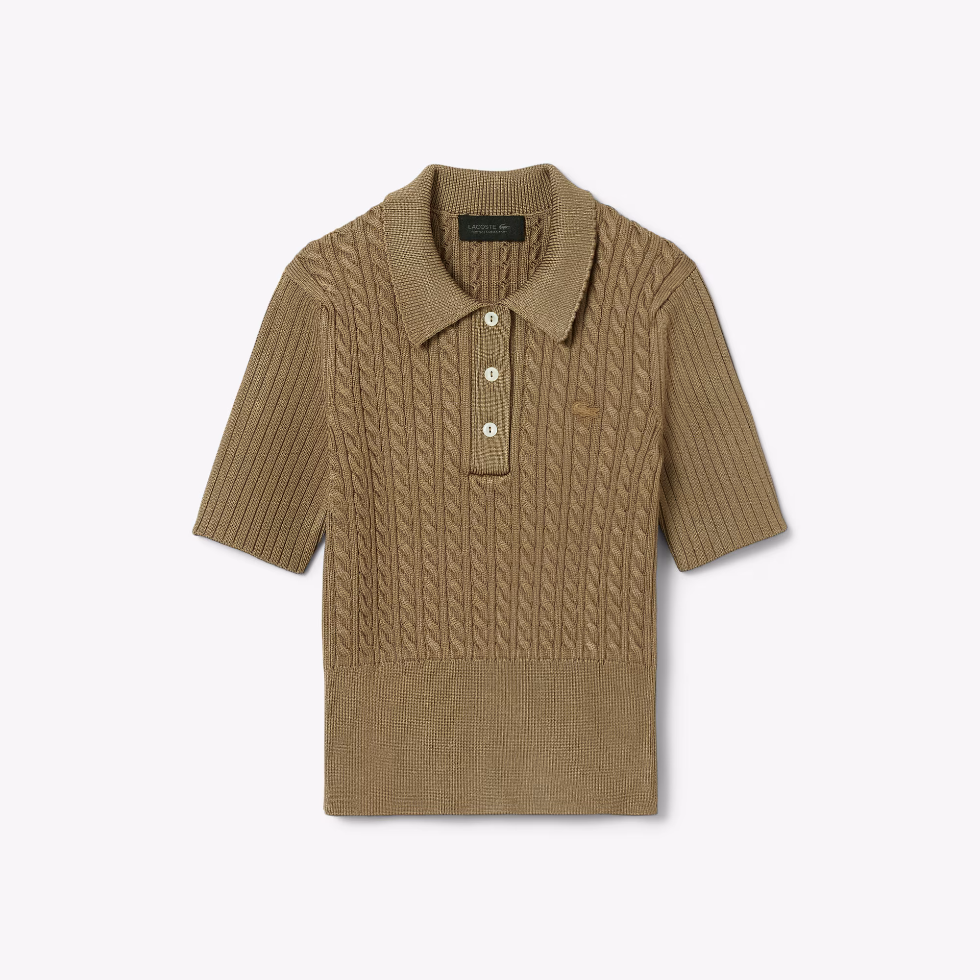 Runway Cable Knit Polo Collar Sweater