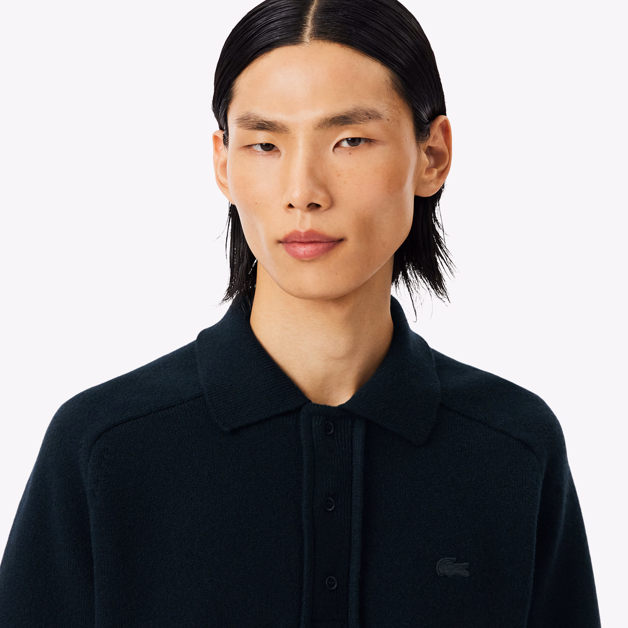 Runway Felted Wool Polo Collar Sweater