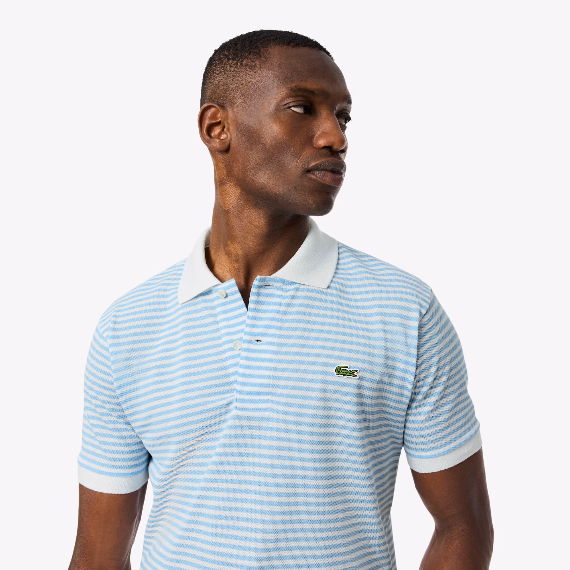Men's Classic Fit L.12.12 Striped Petit Piqué Polo