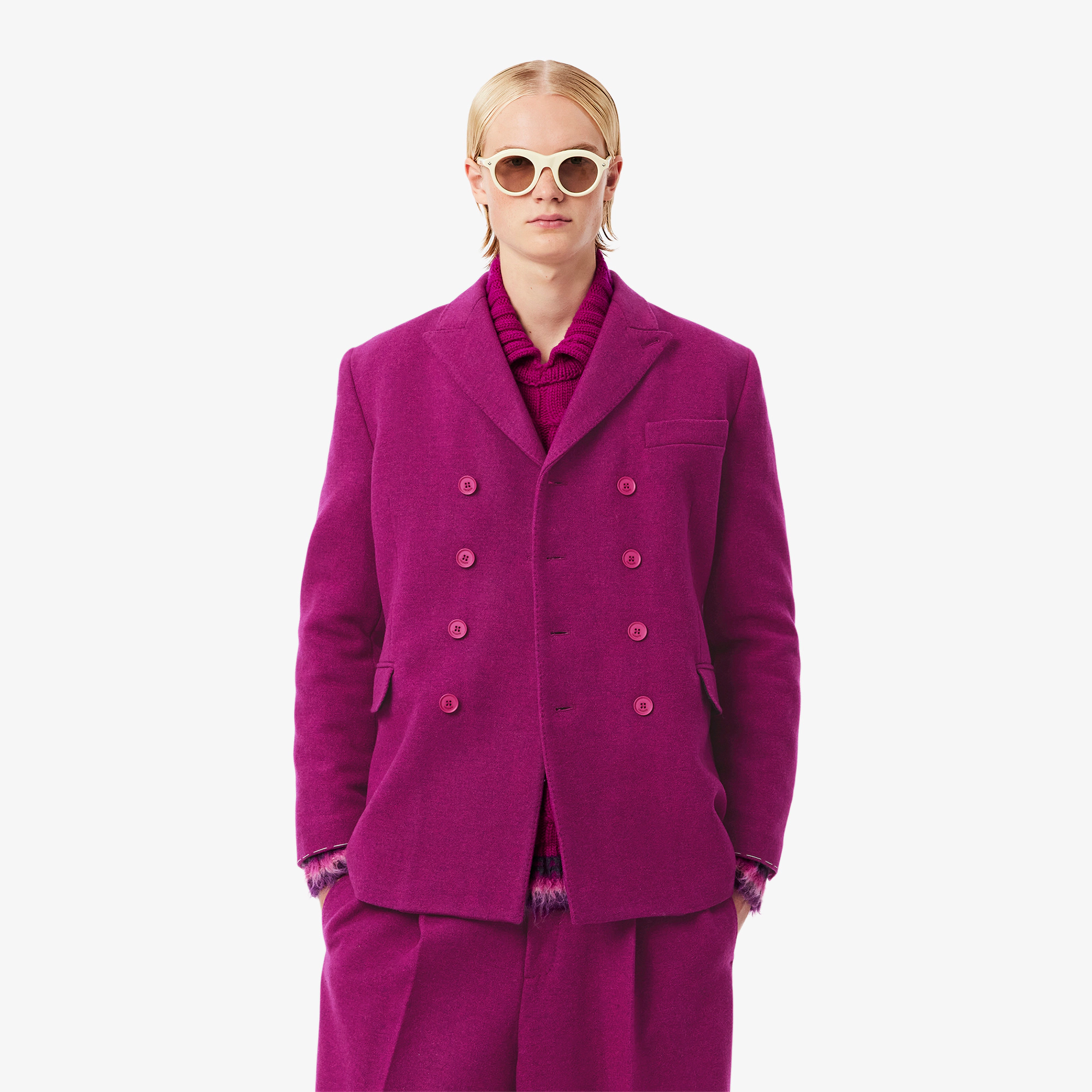 Runway Double Breasted Marbled Wool Blazer