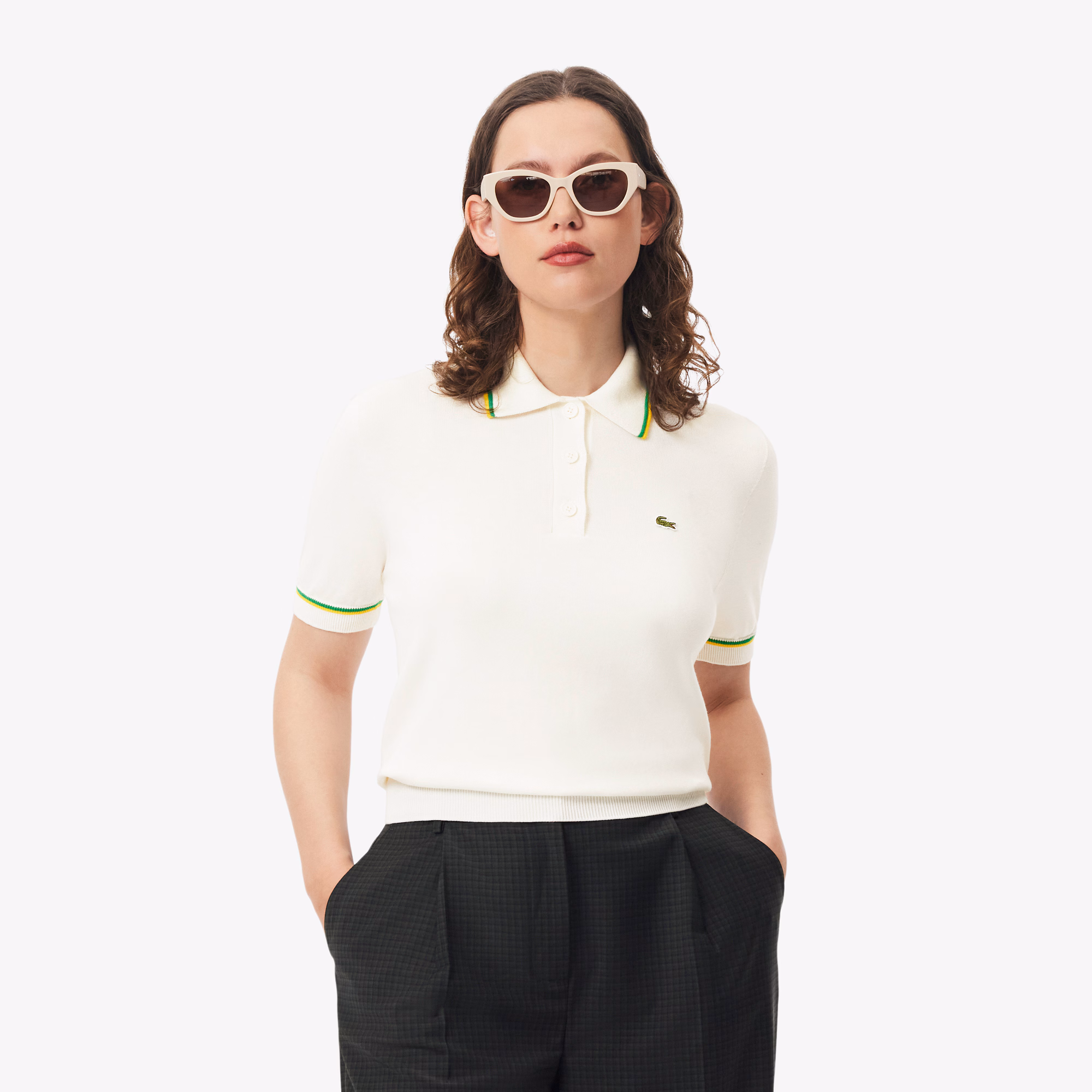 Women's Cropped 3D Seamless Stretch Cotton Polo
