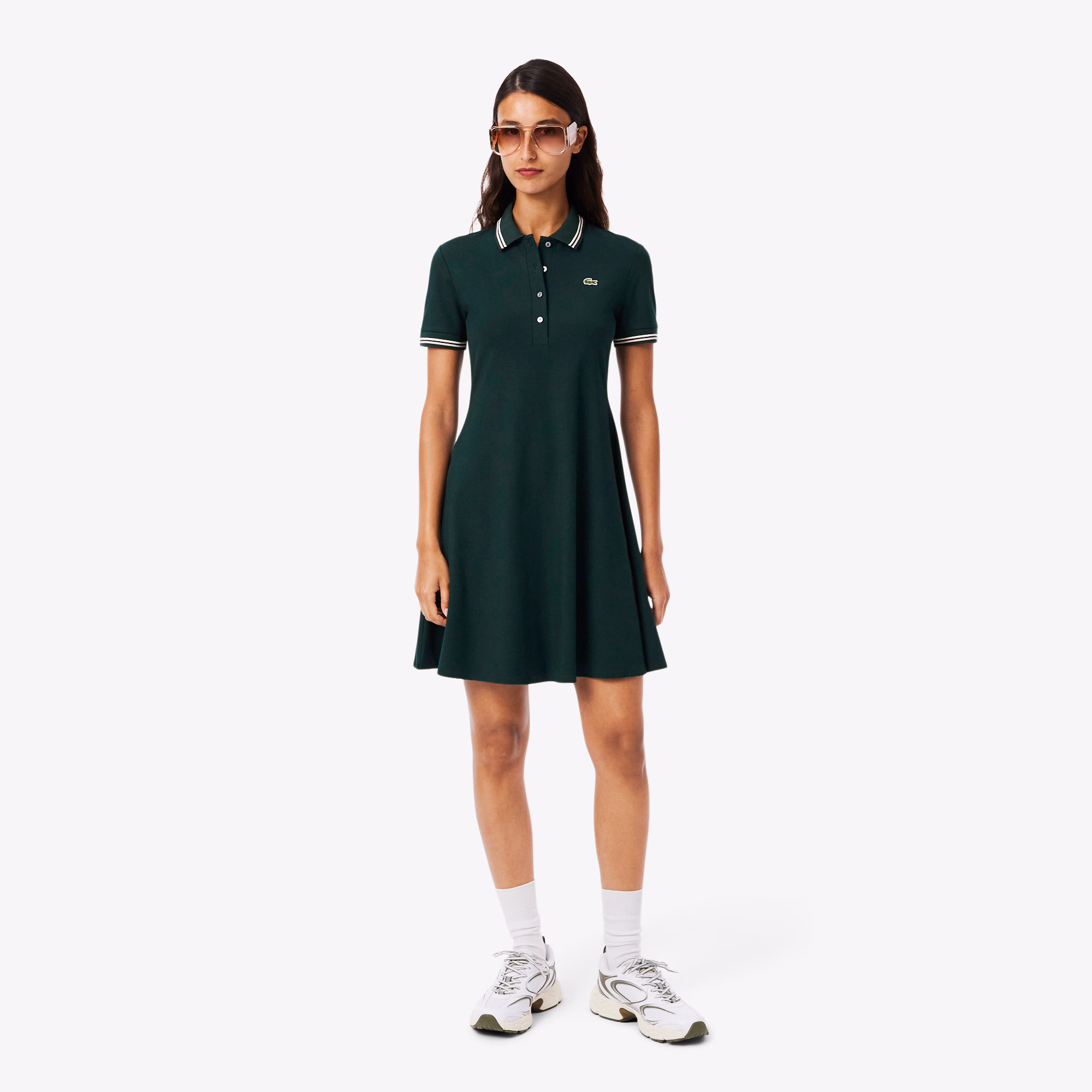 Women's Stretch Polo Collar Skater Dress